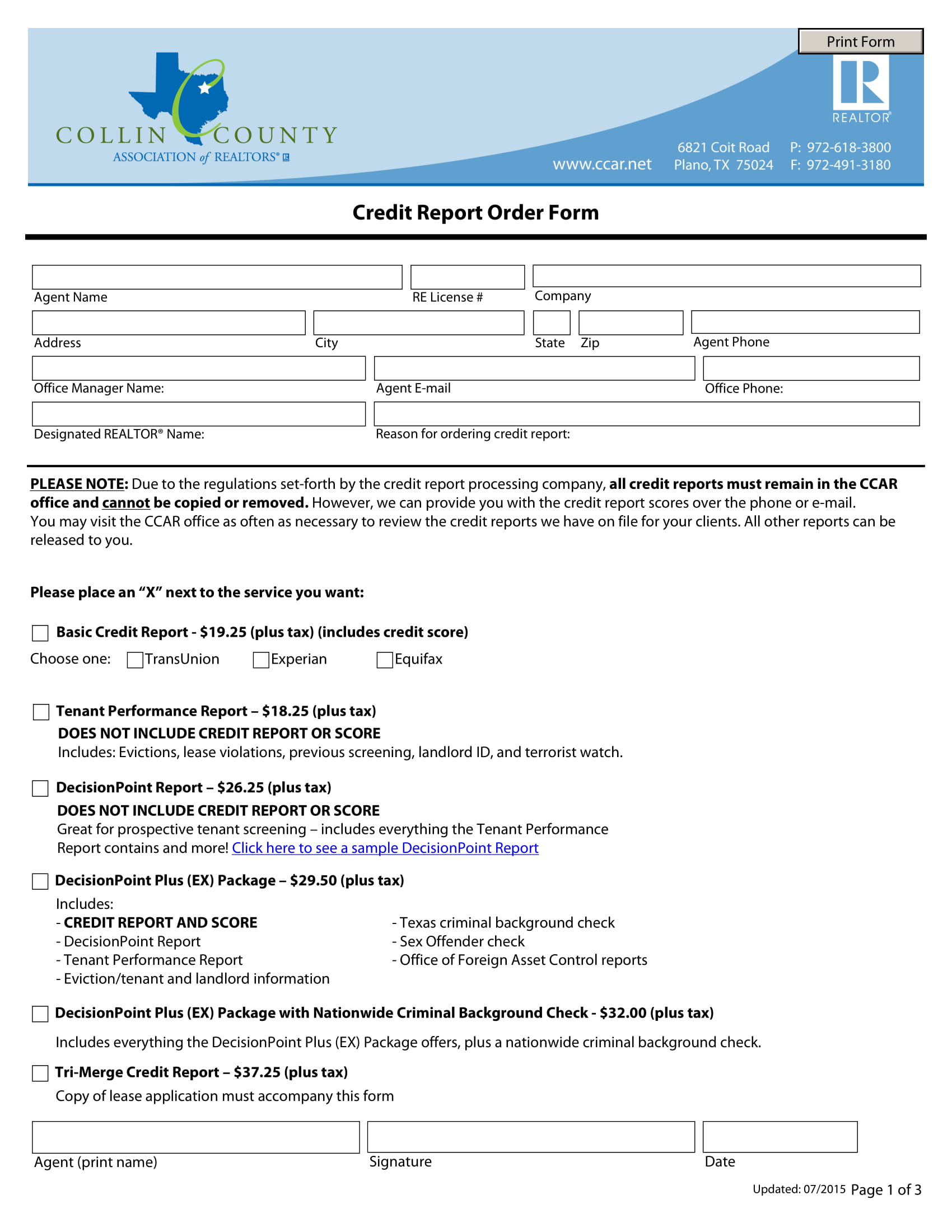 credit report order form 1