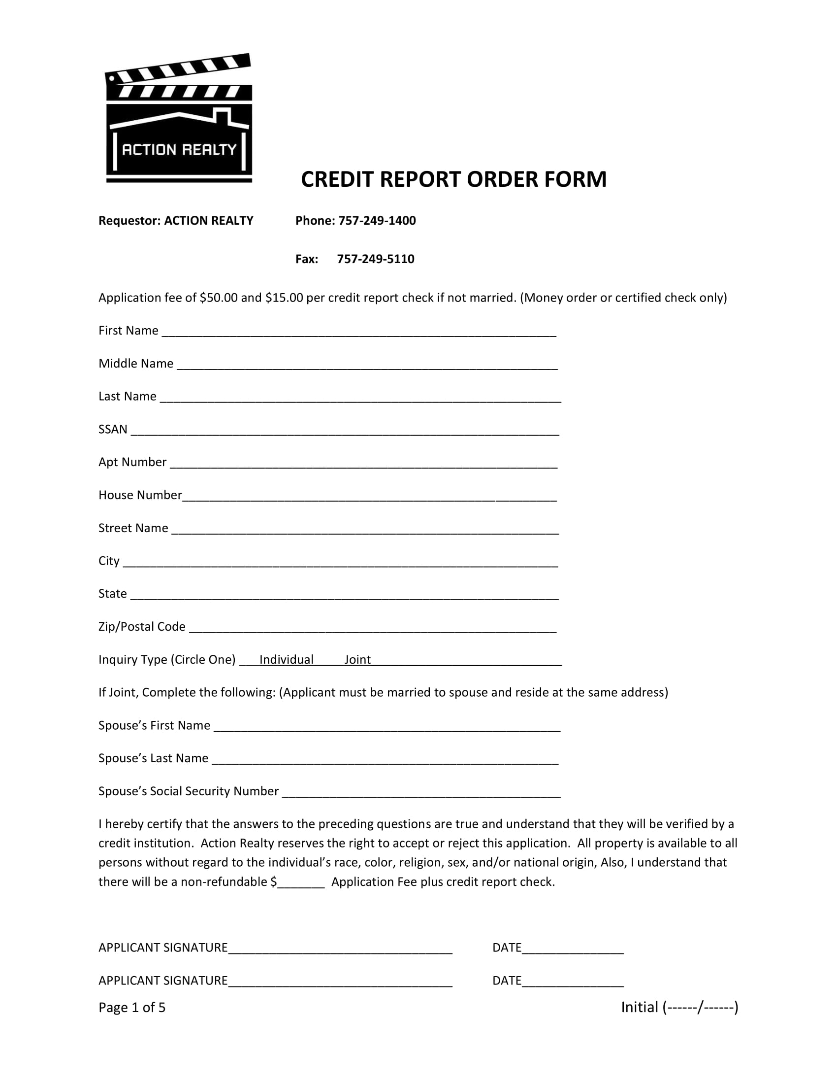 Free Credit Report Printable Form