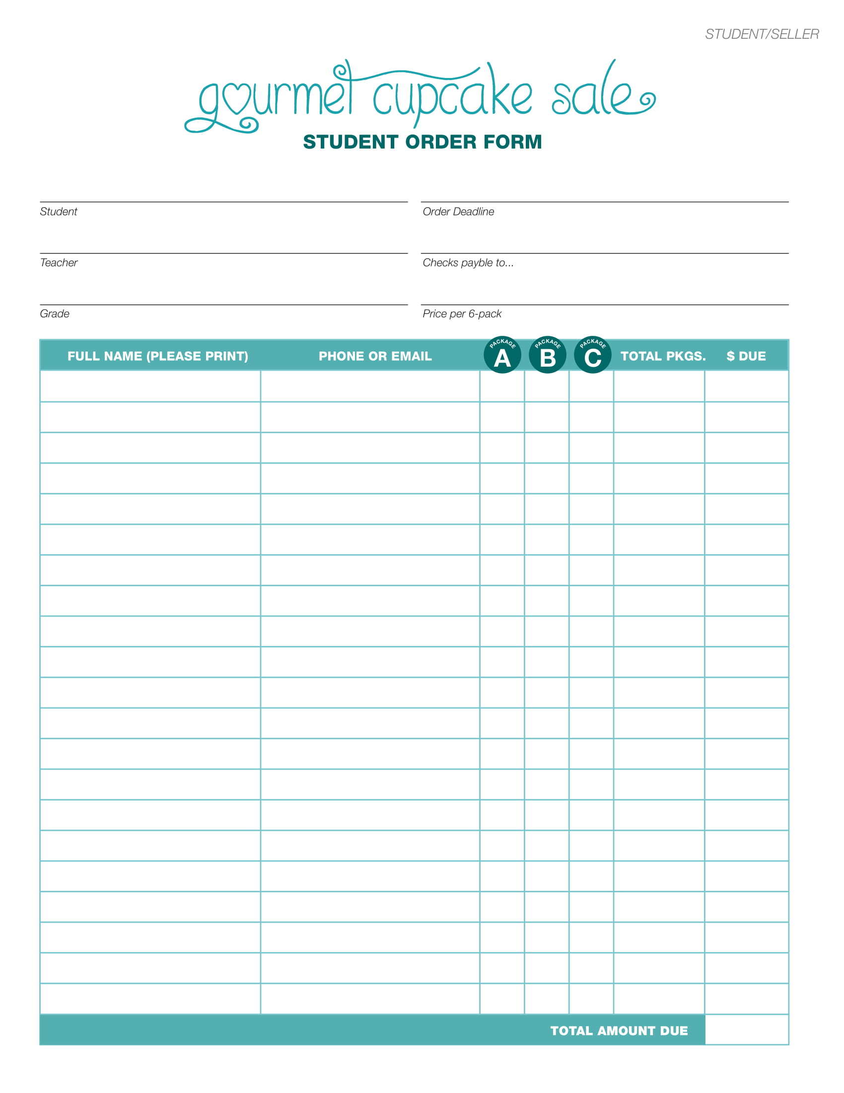 cupcake student order form 2