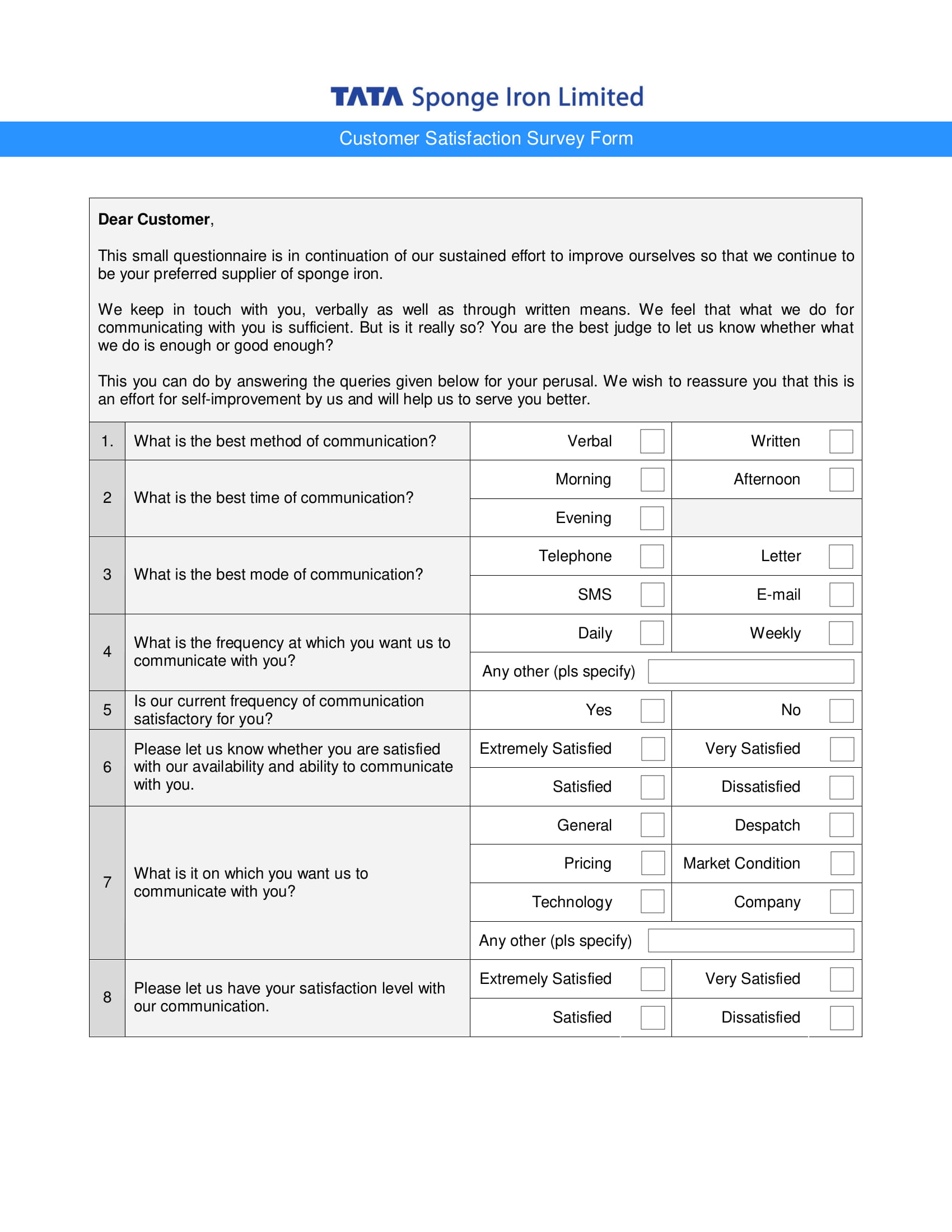 customer satisfaction survey form 1