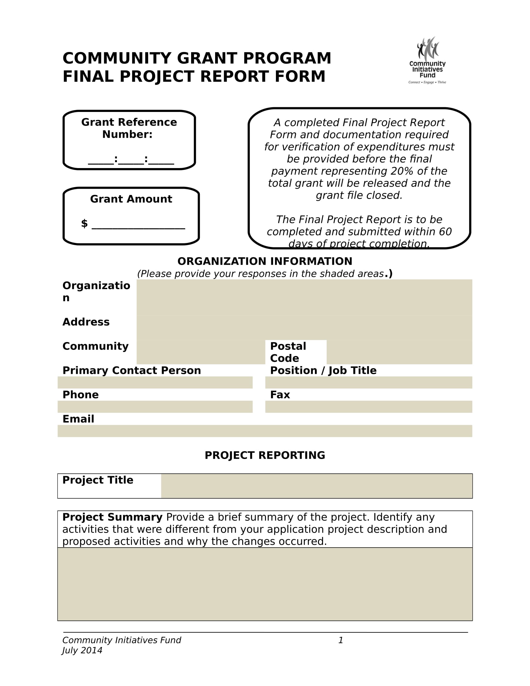 project report pdf sample form
