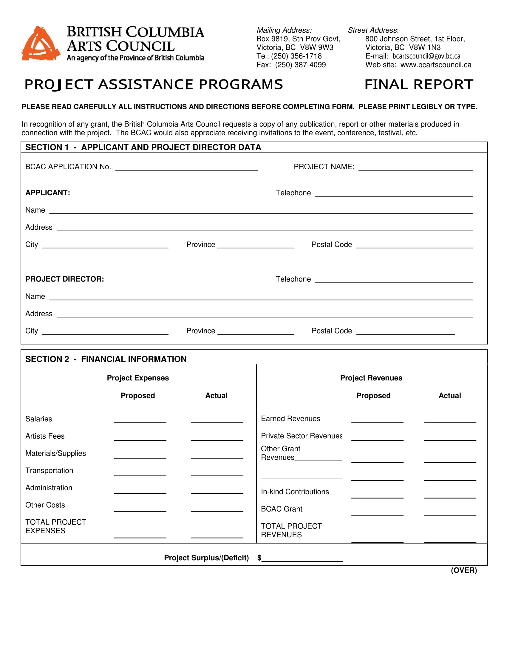 final report for project assistance program 1