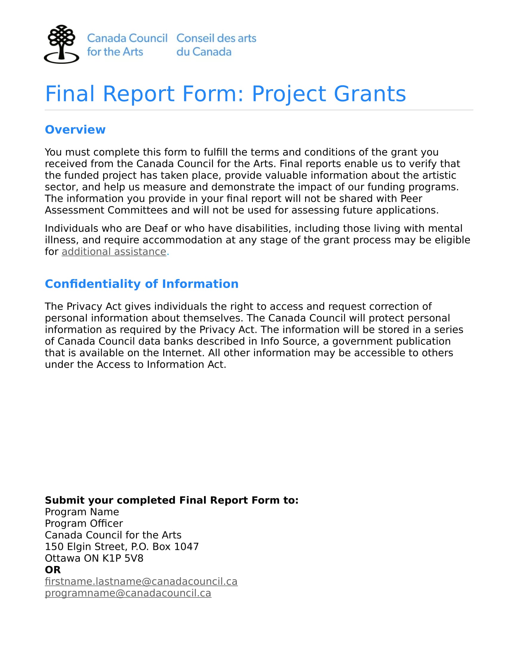 Grant Report Template