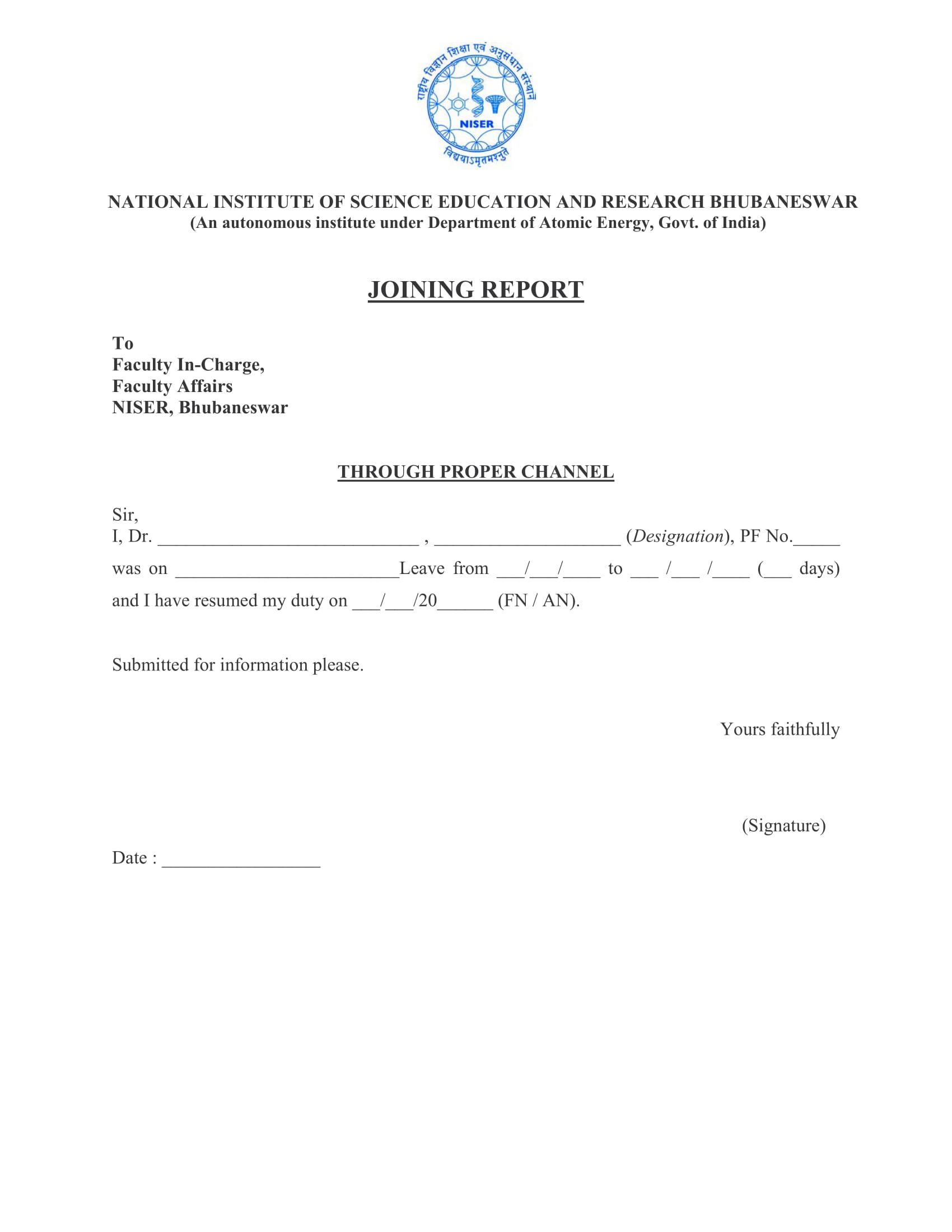 Employee Joining Form Format