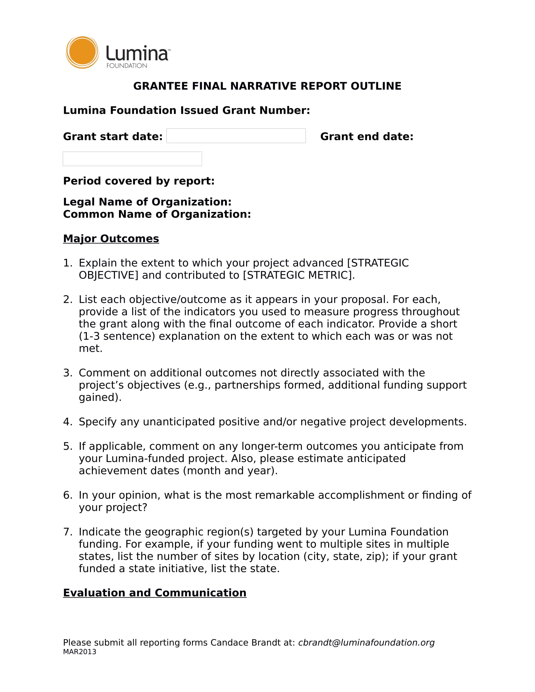 Funding Report Template