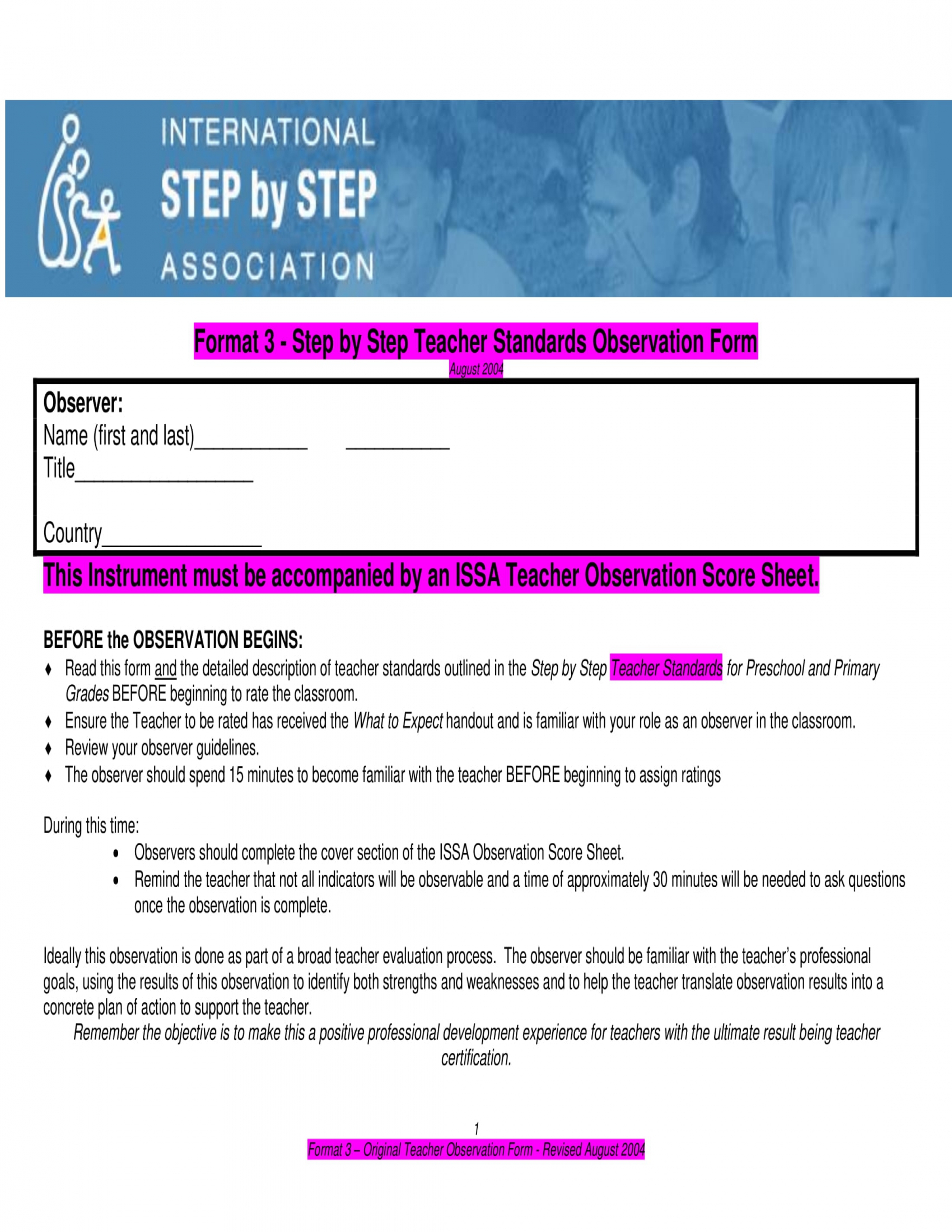 FREE 4+ Child Care Observation Forms in MS Word | PDF