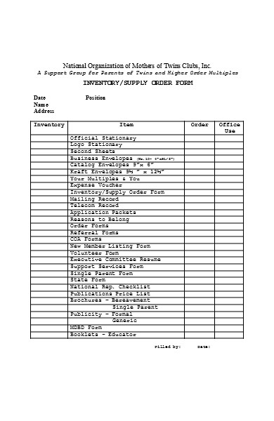 inventory supply order form