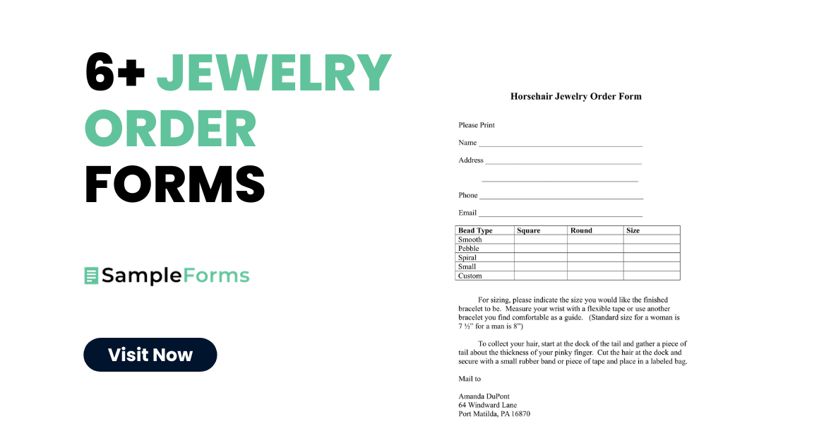 jewelry order form