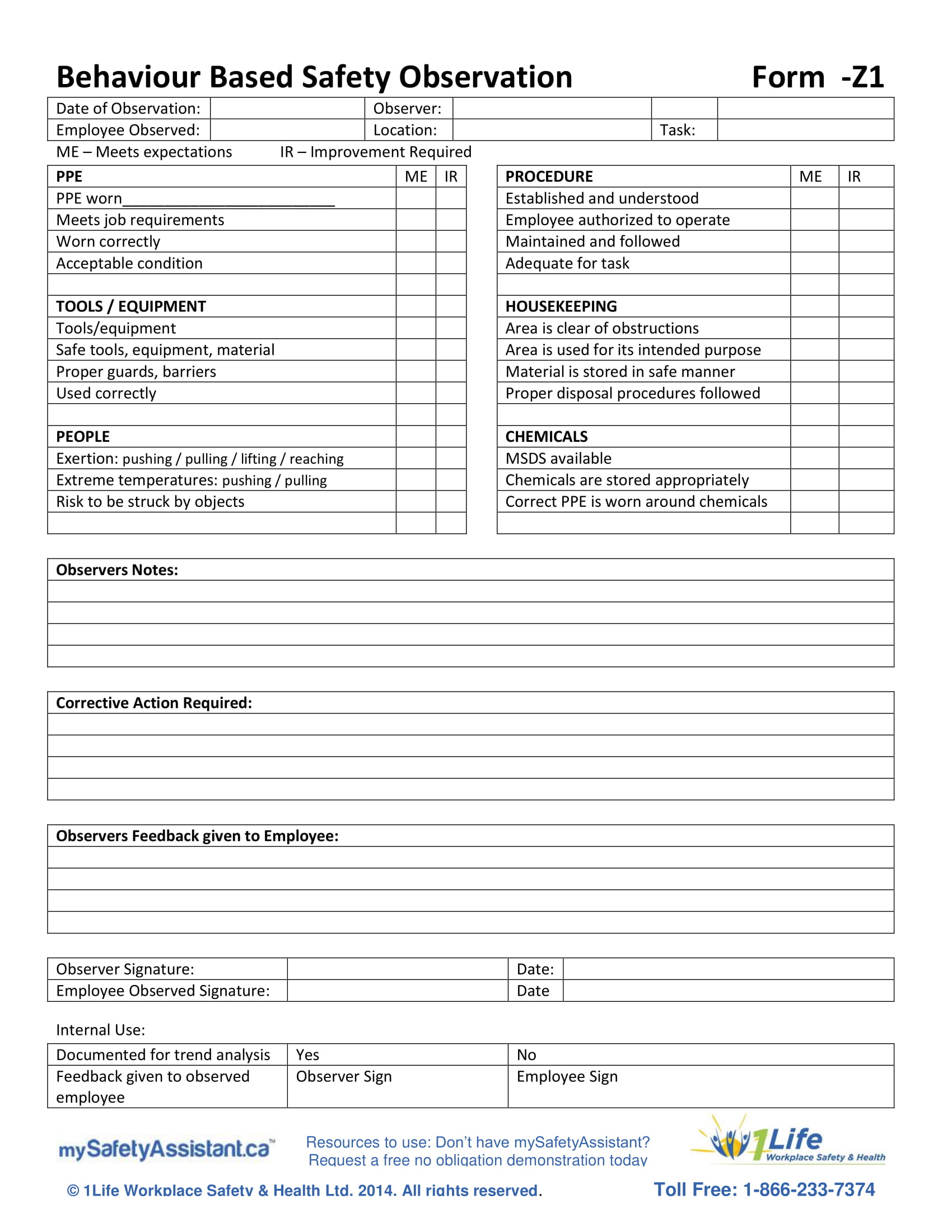 job behavior based safety observation form 1