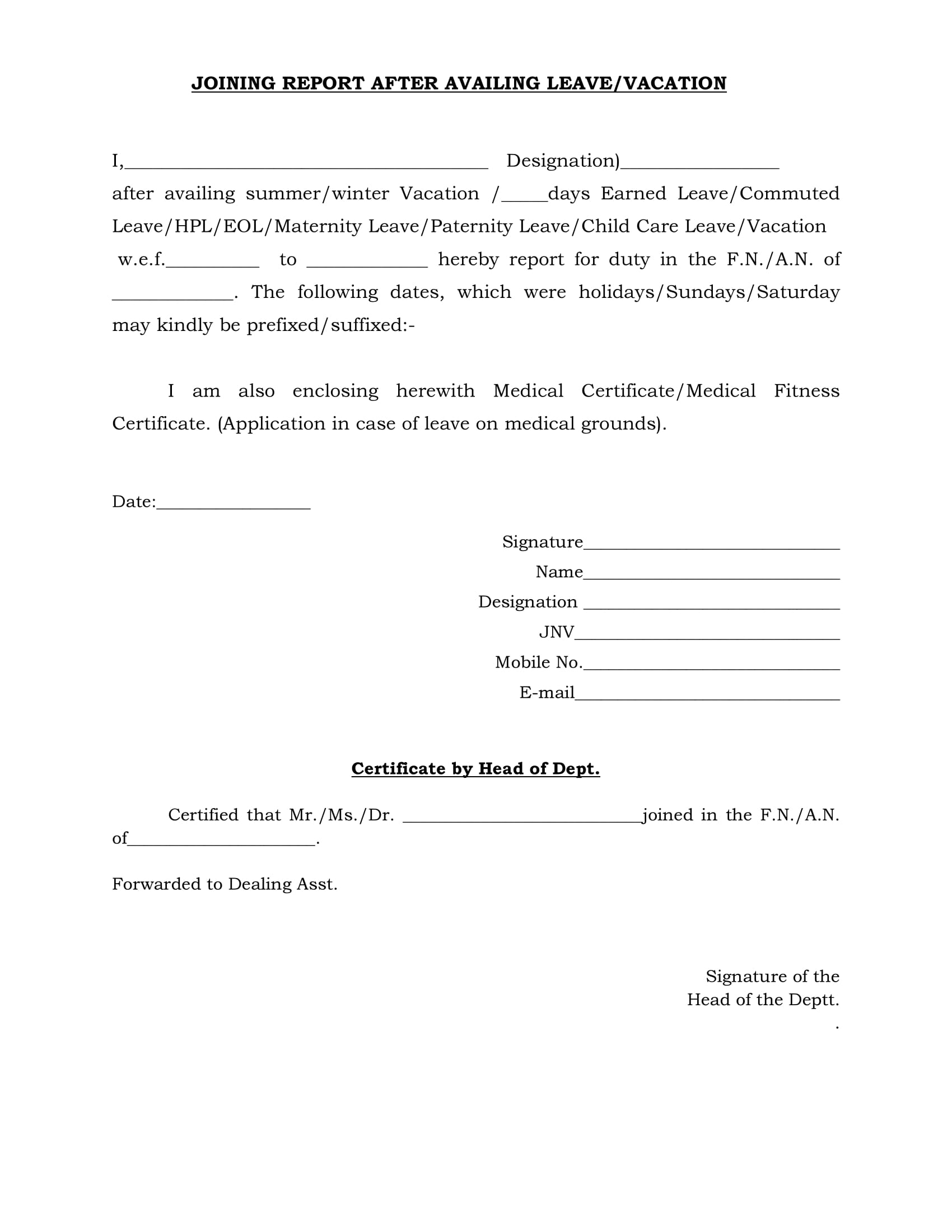 joining report form after leave 1