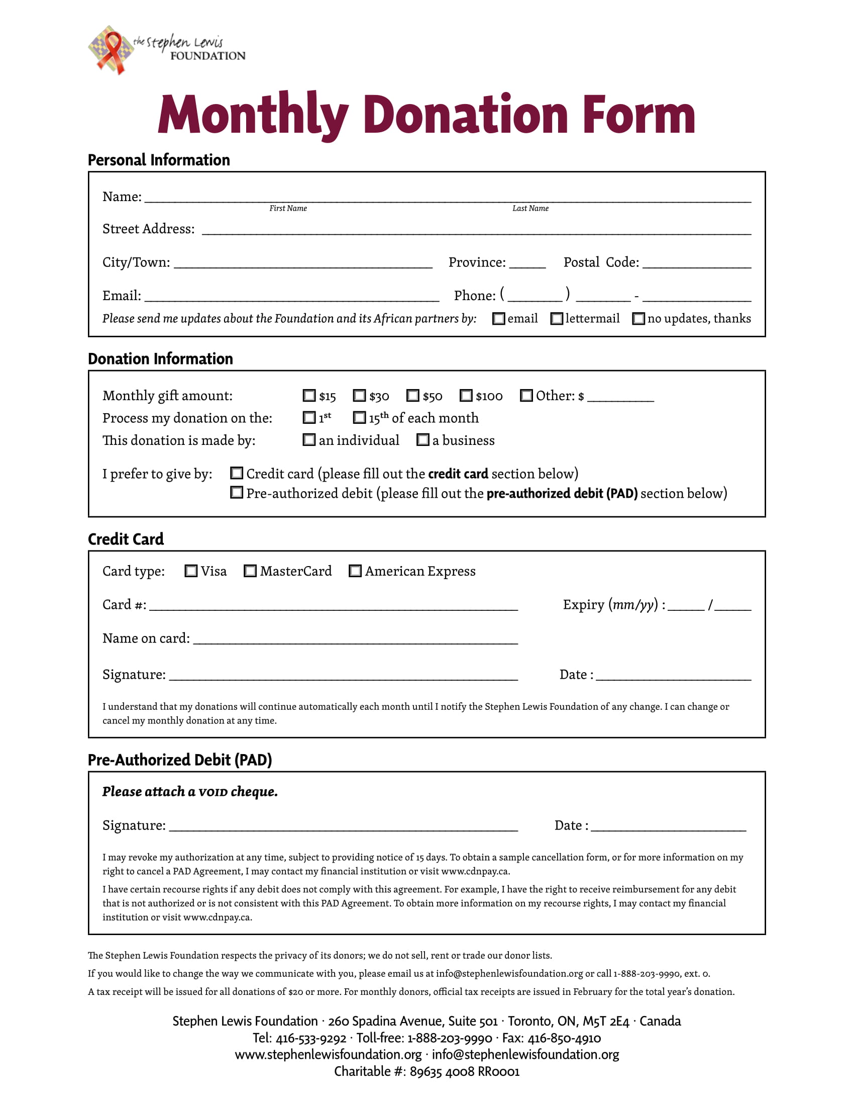 monthly donation form 1