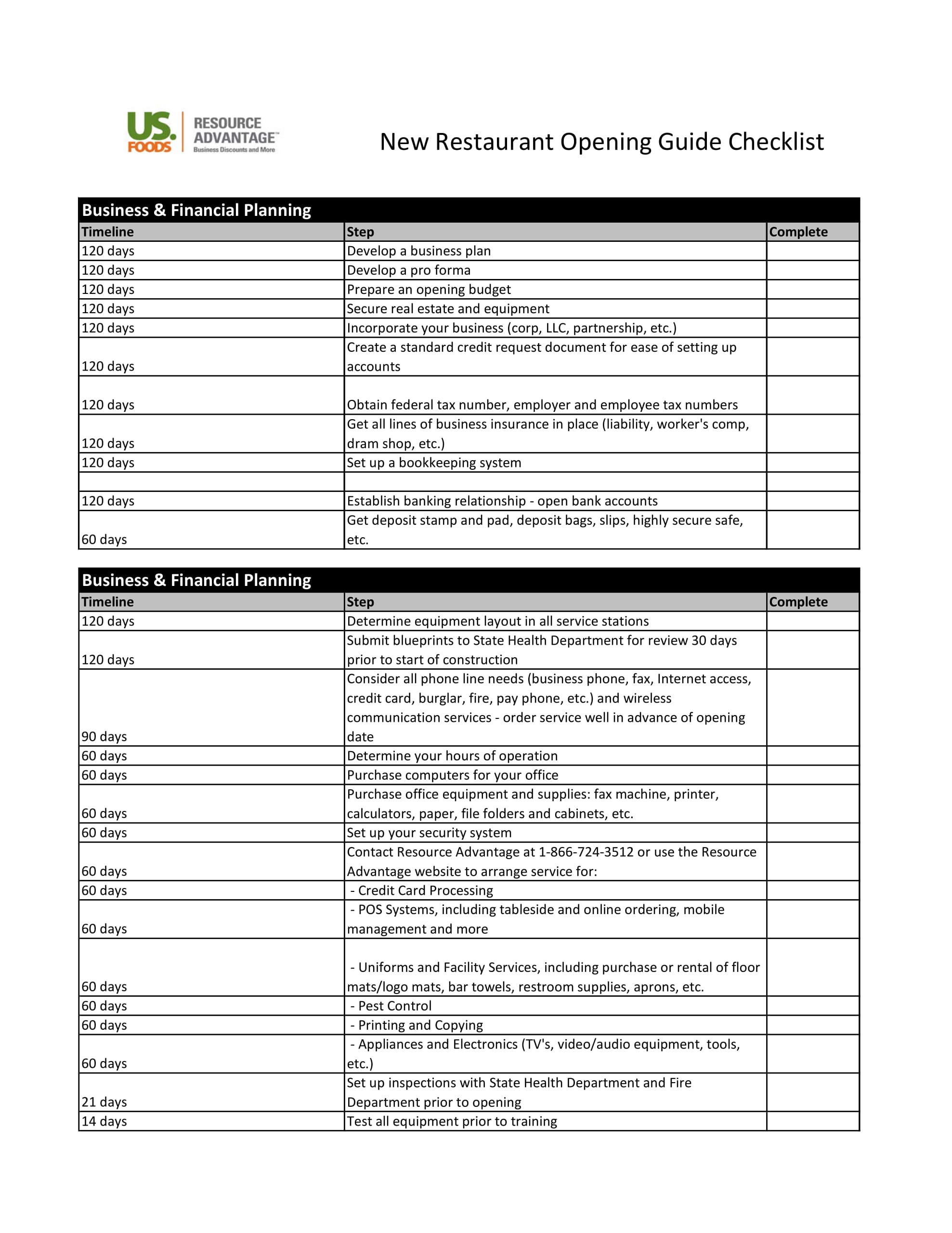 FREE 6  Restaurant Opening Checklist Forms in PDF MS Word