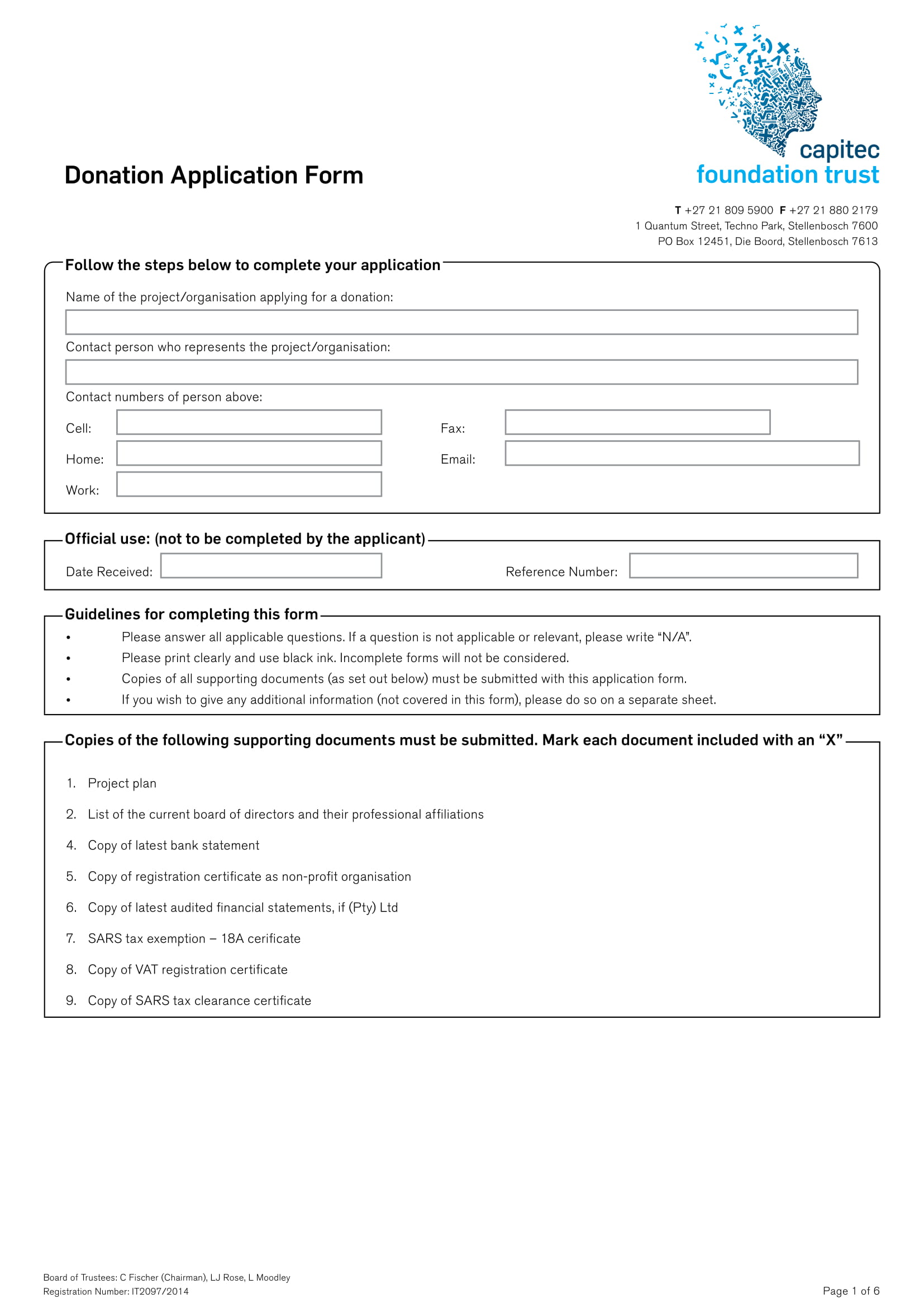 non profit donation application form 1