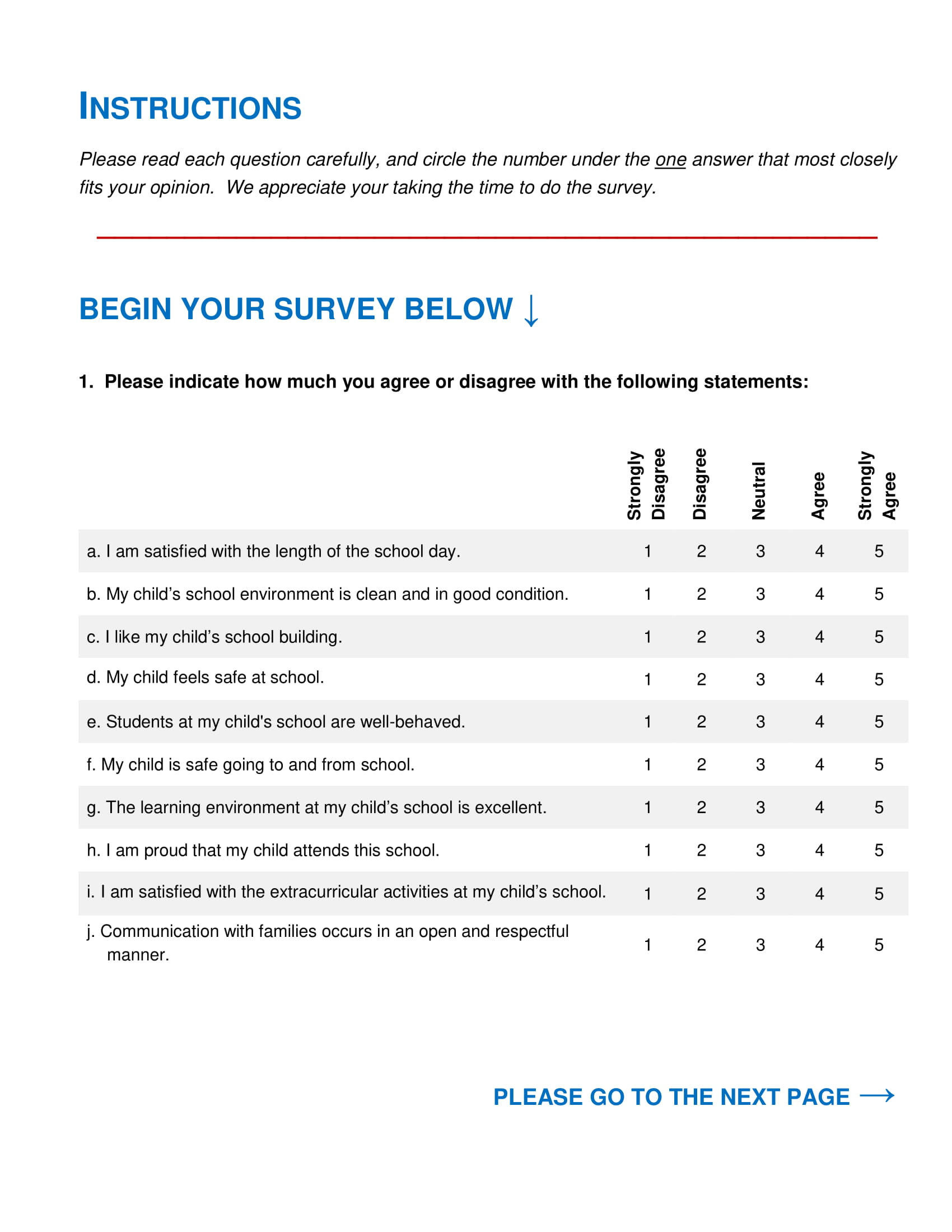 parent school climate survey form 2