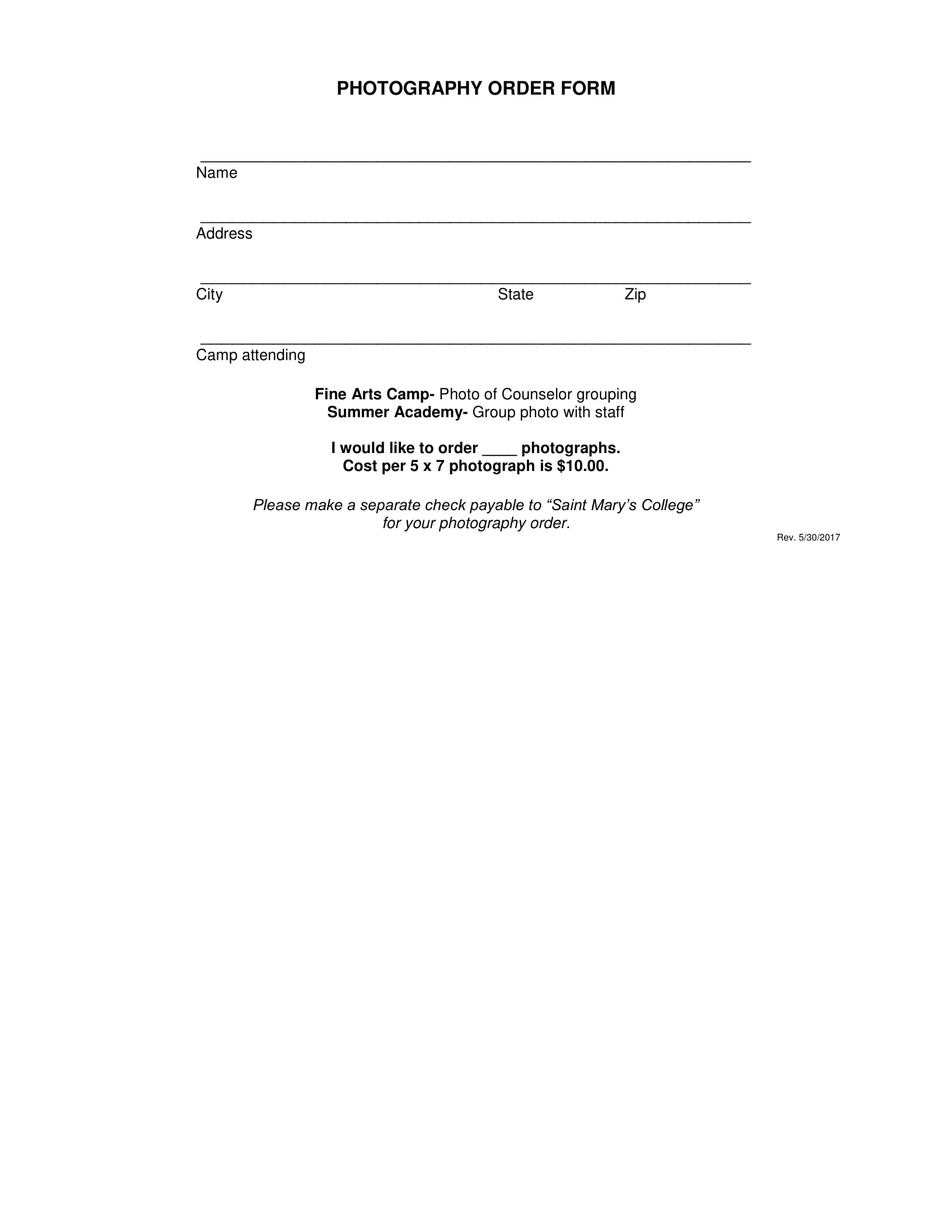 FREE 9 Photography Order Forms In PDF MS Word