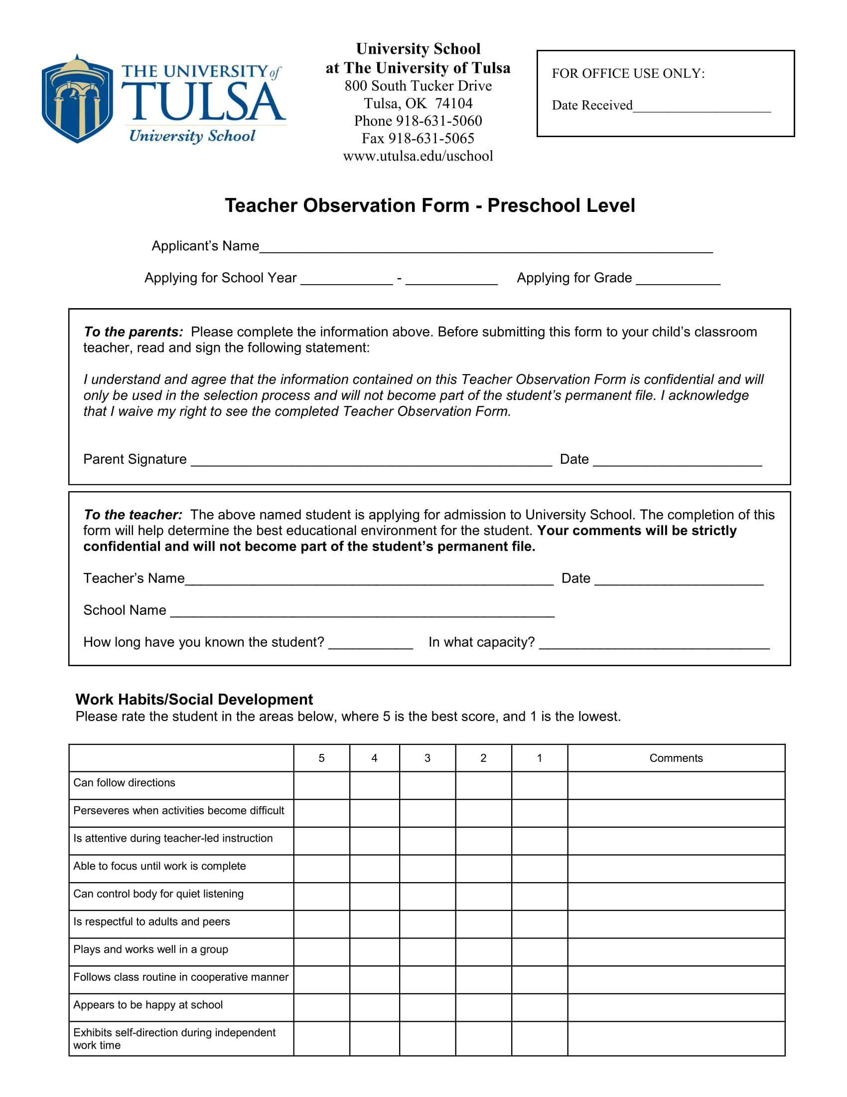 preschool level teacher observation form 1