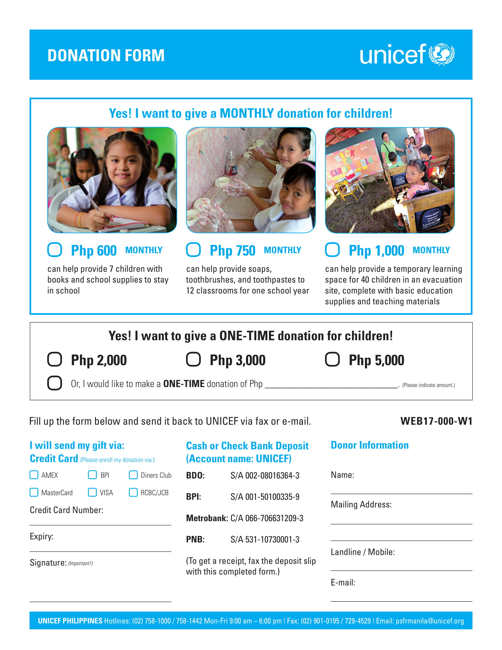 quick children donation form 1