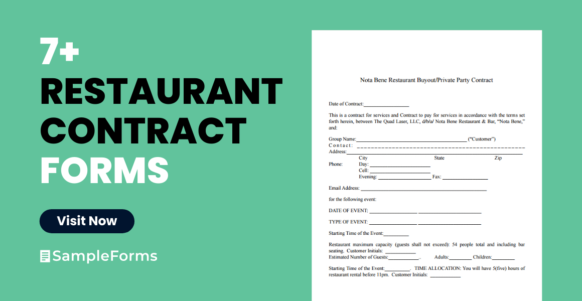 restaurant contract form