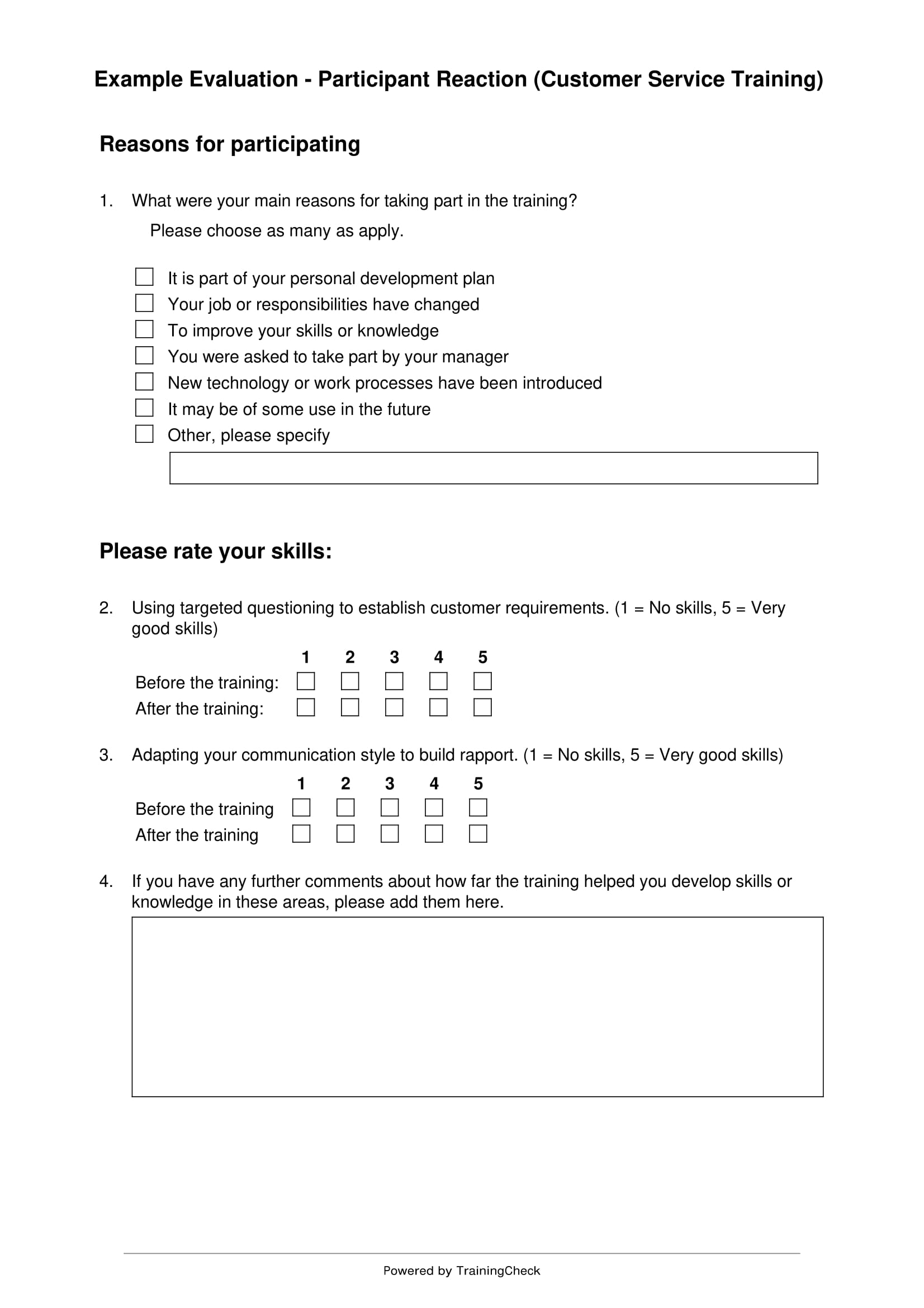 restaurant training feedback form 1