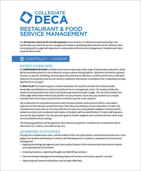 restaurant and food service management form