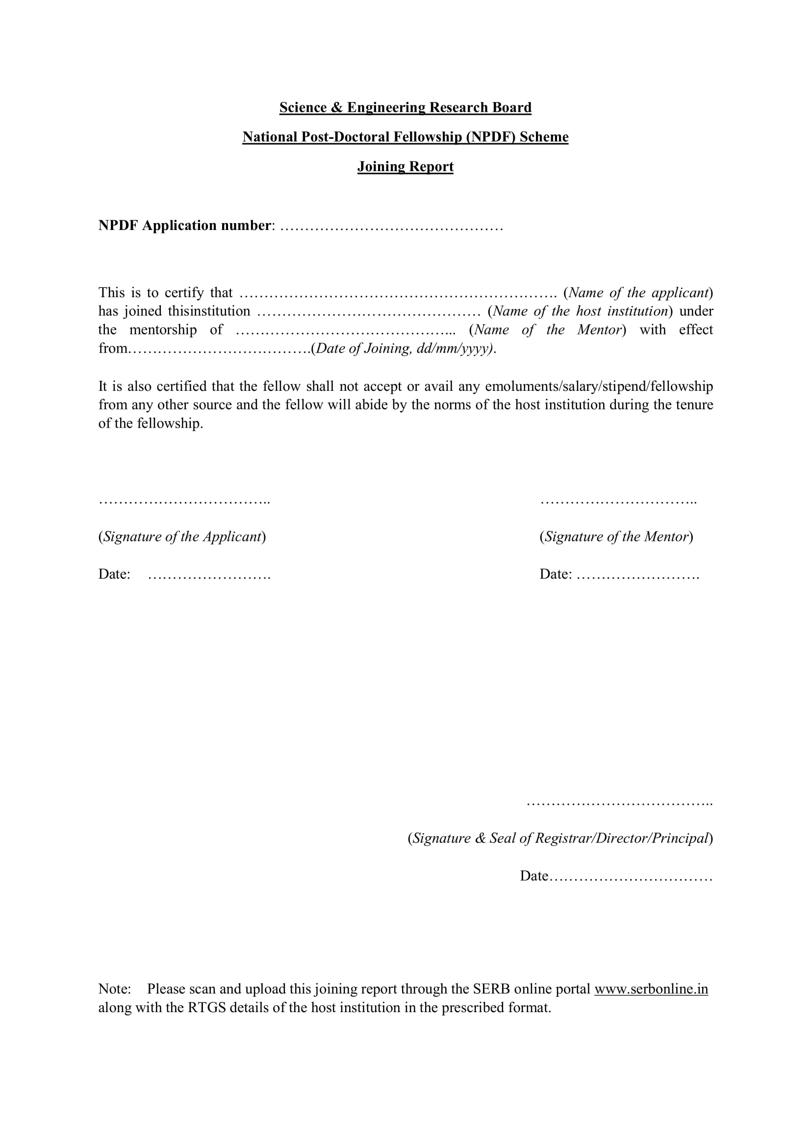 sample form for joining report form 1
