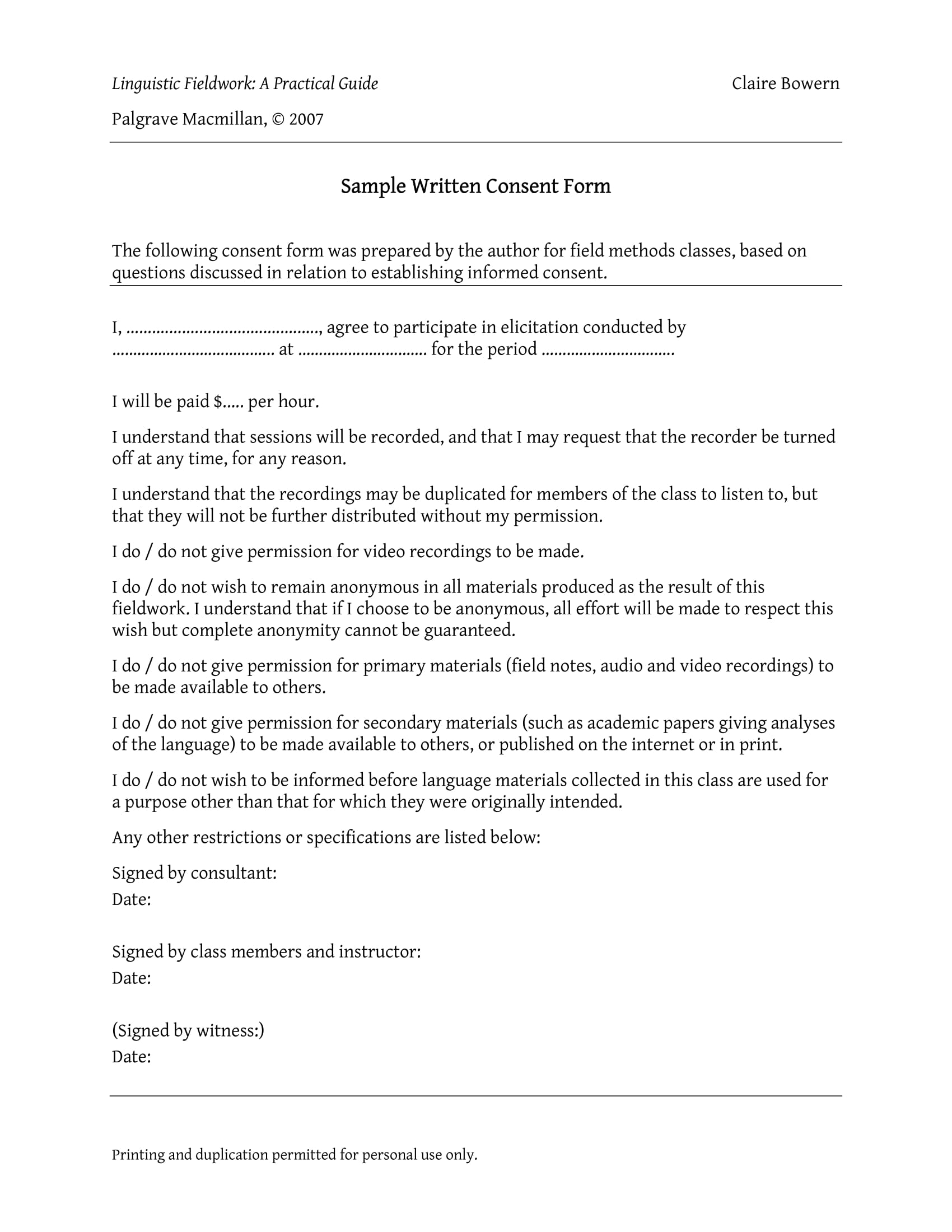 Letter Of Consent Template