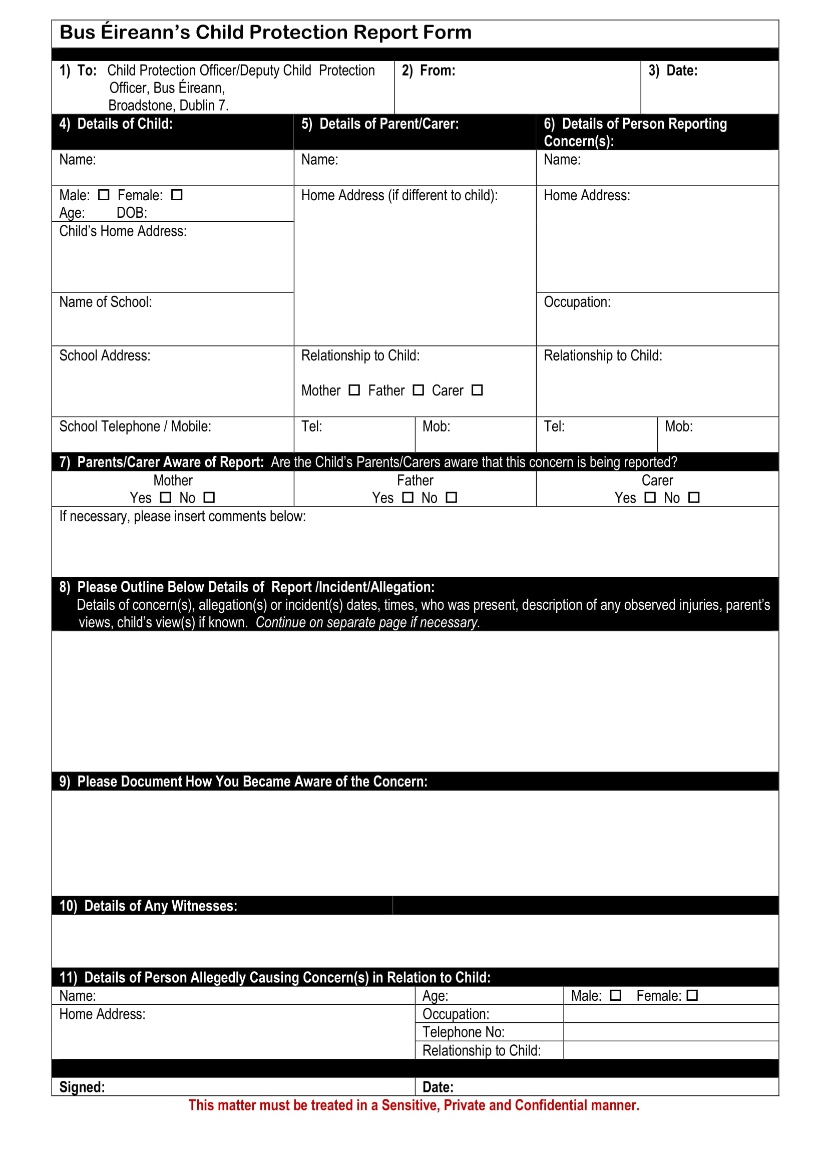 standard child protection report form 1