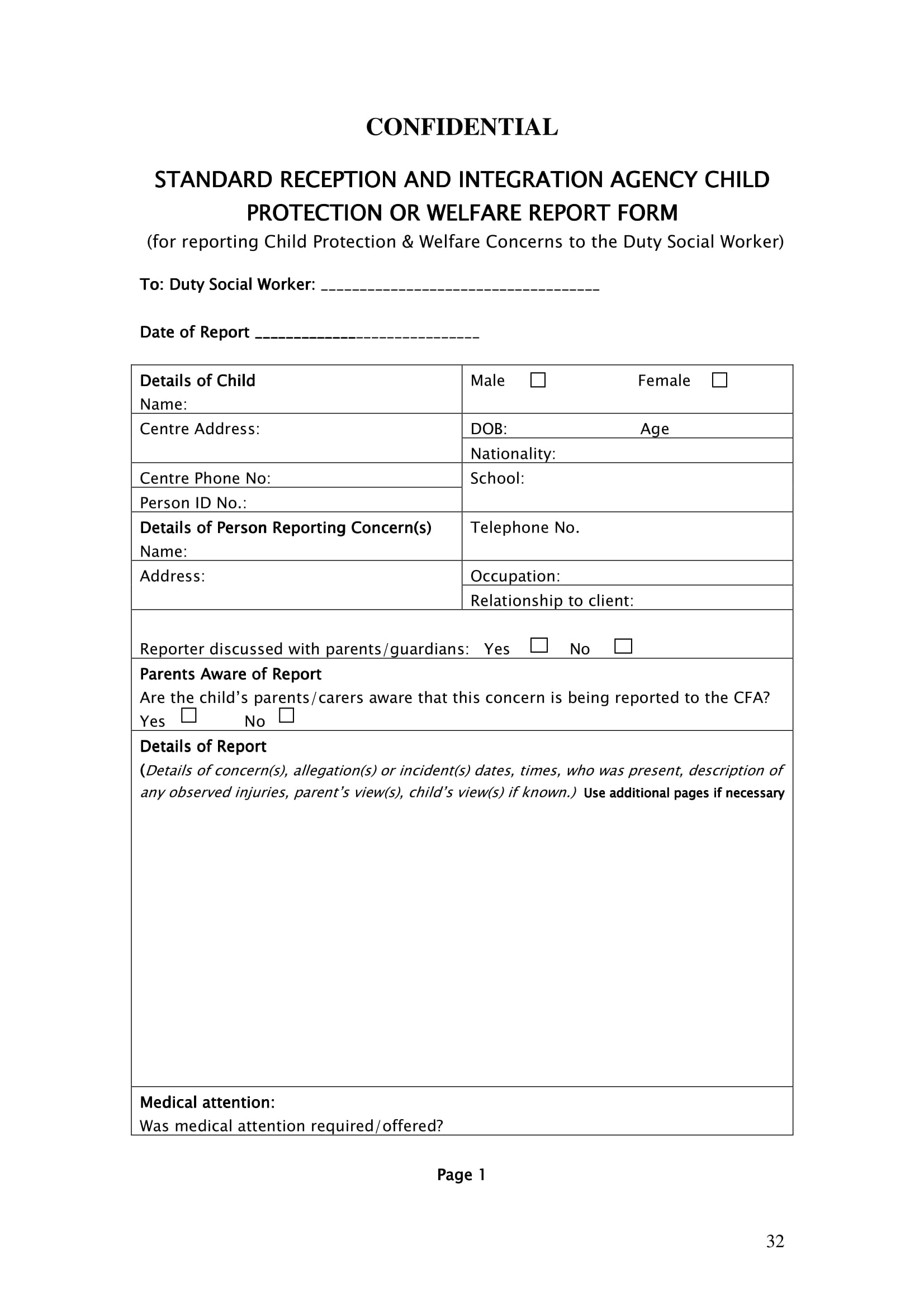 standard child protection and welfare report 32