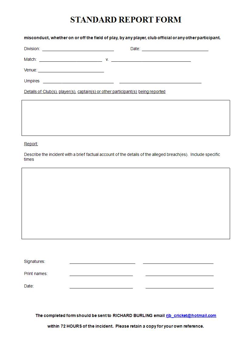 FREE 20+ Standard Report Forms & Templates in PDF  MS Word With Accident Report Form Template Uk