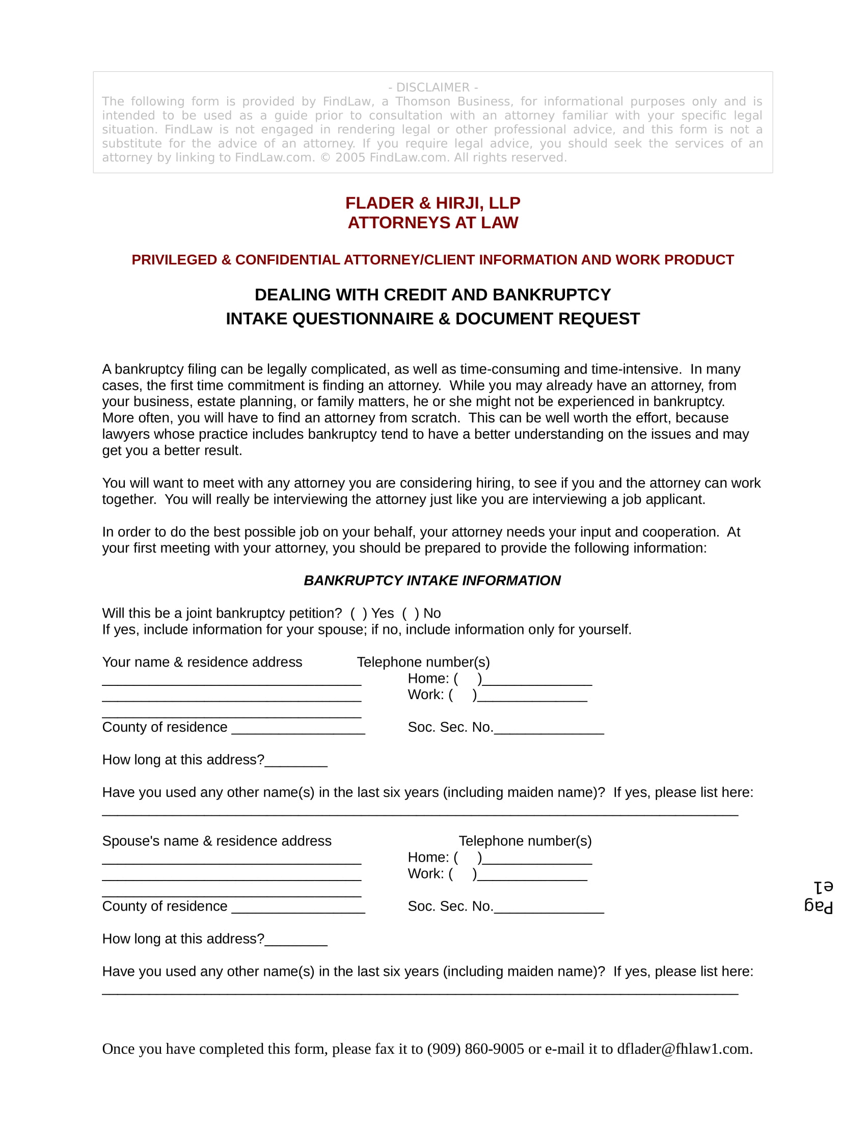 bankruptcy intake form in doc 1