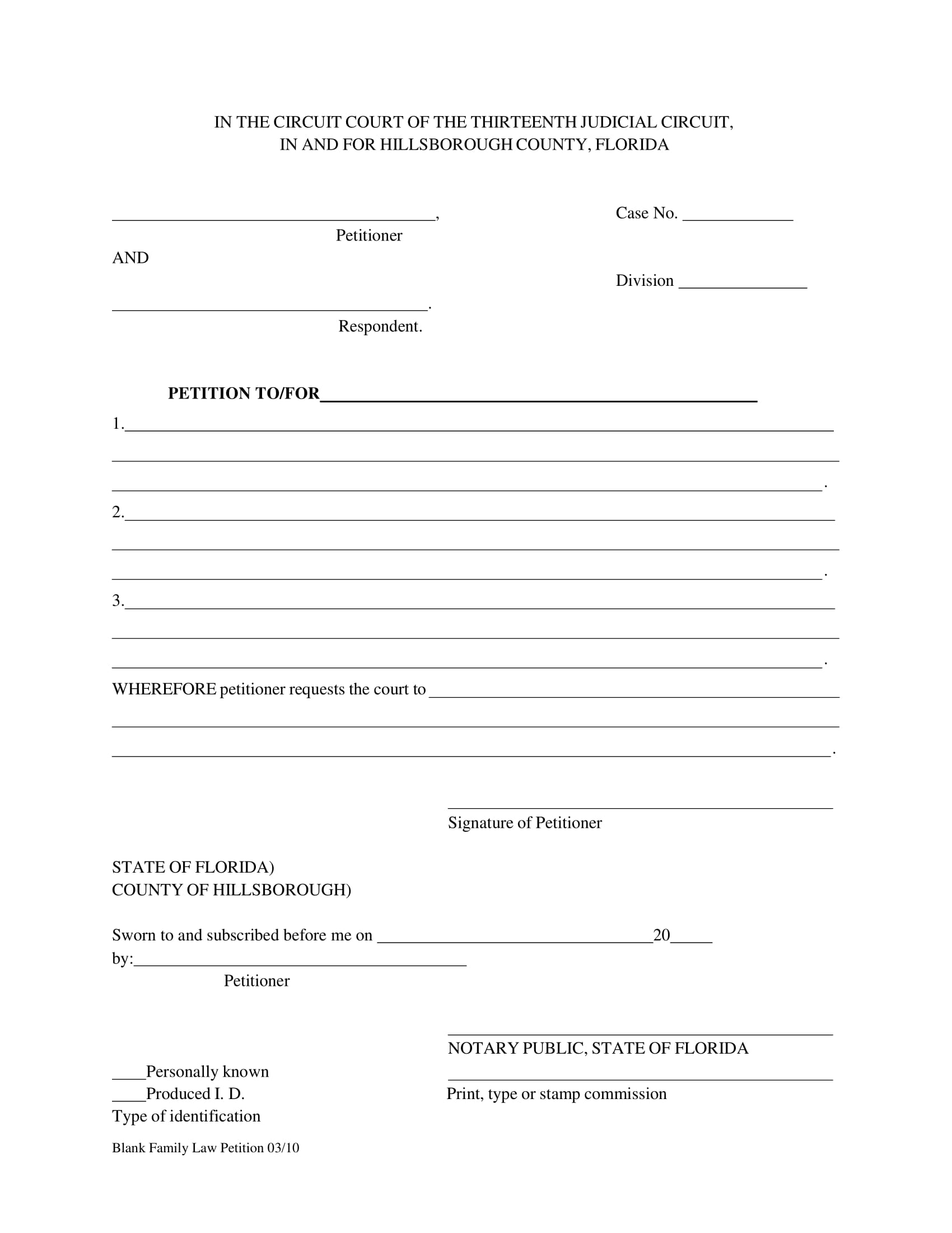 basic legal petition form 3