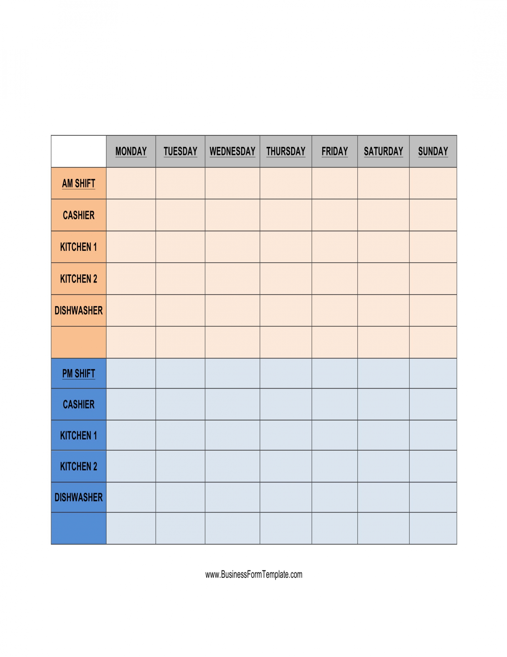 Free 5 Restaurant Schedule Forms In Pdf Ms Word Excel