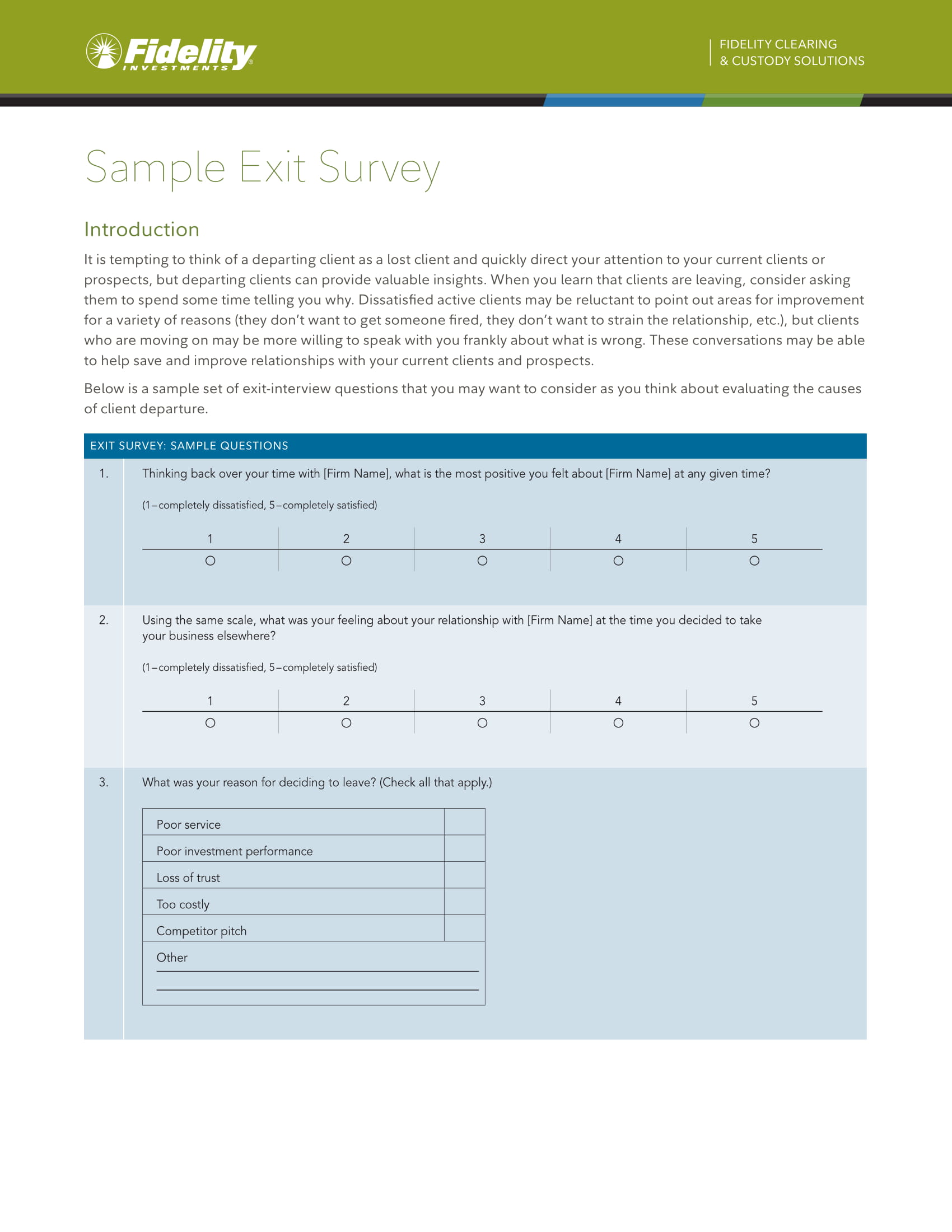 client exit cancellation survey form 1