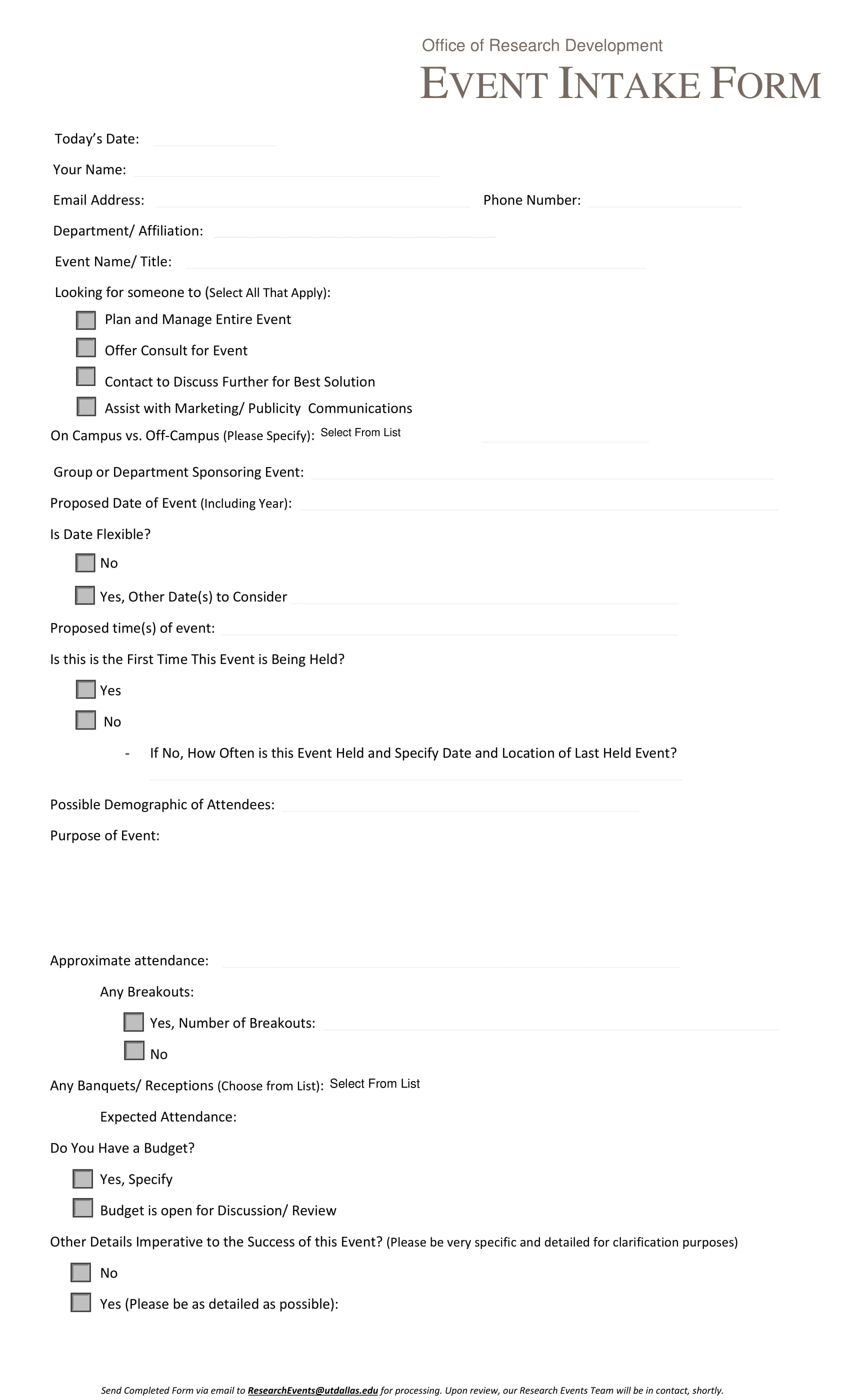 FREE 4+ Event Planning Intake Forms in PDF | MS Word