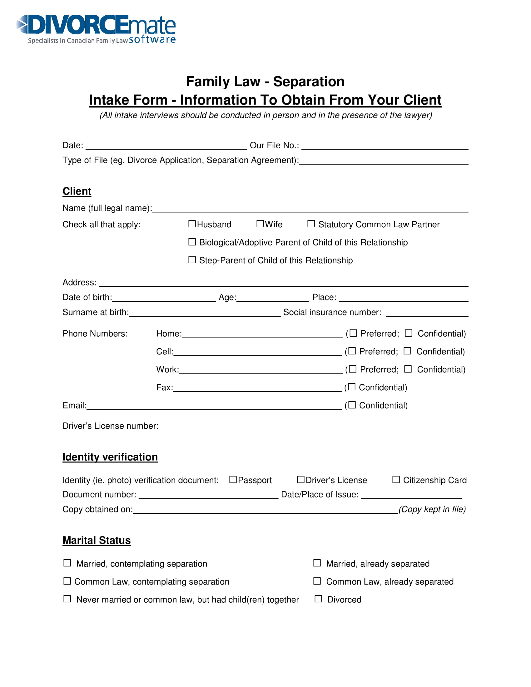 FREE 10+ Family Intake Forms in PDF MS Word Excel