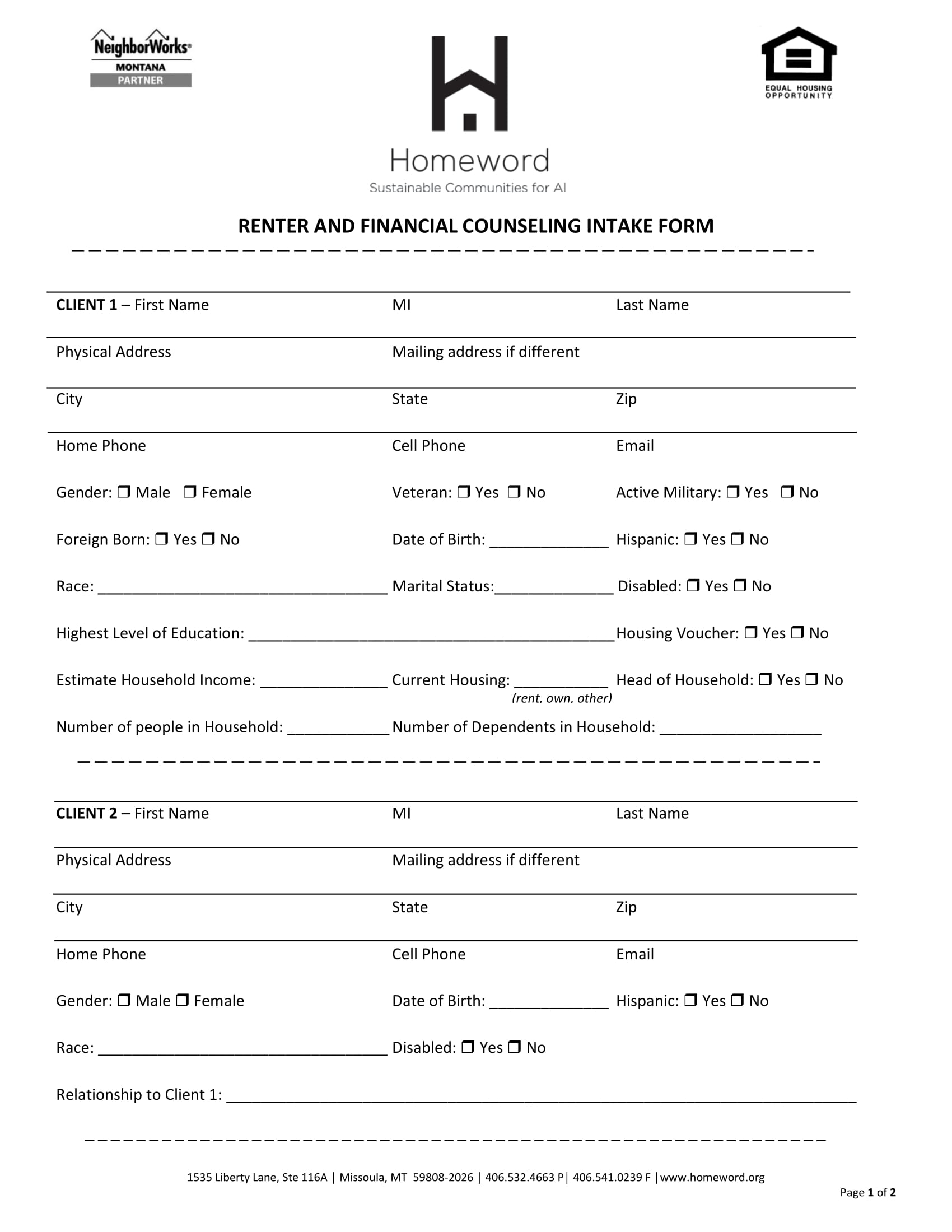 financial counseling intake form 1