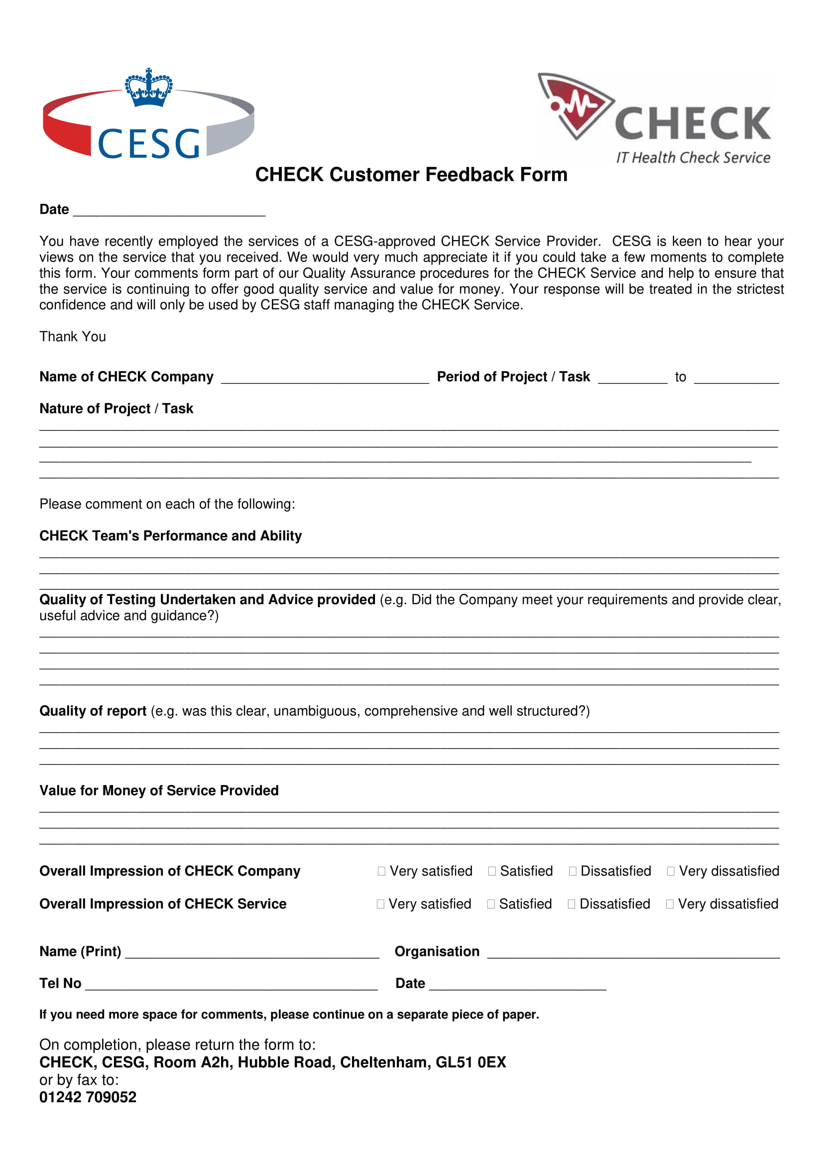 health check customer feedback form 1