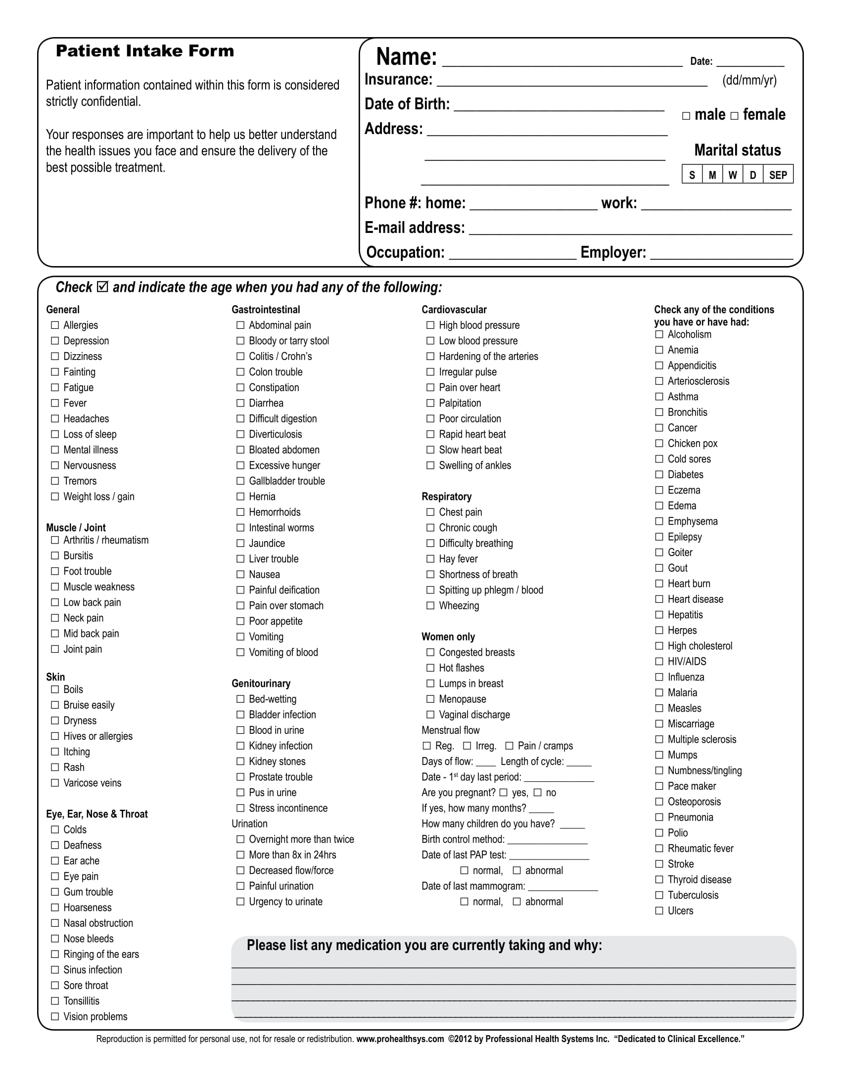 insurance patient intake form 1