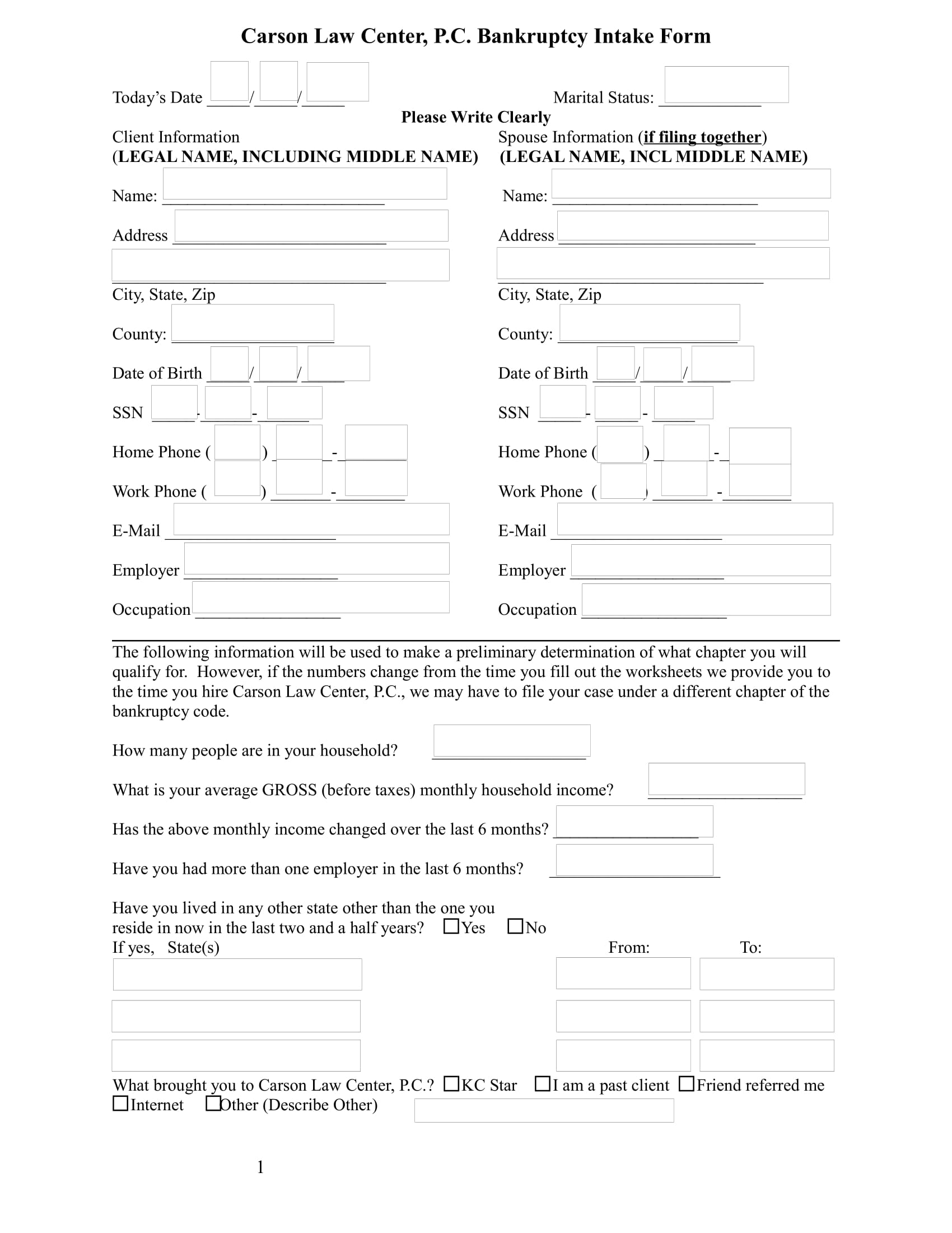 FREE 5+ Bankruptcy Intake Forms in PDF | MS Word