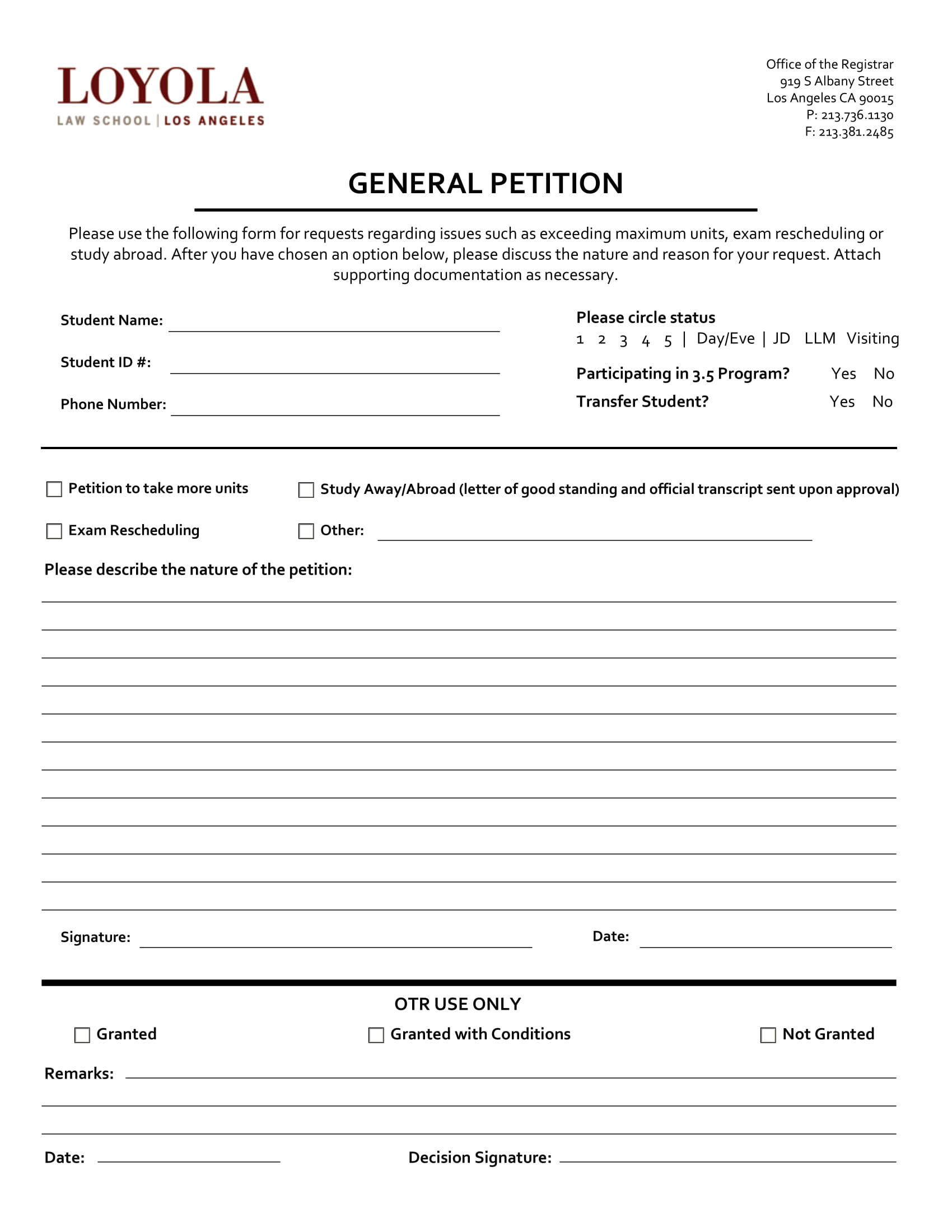 legal general petition form 1
