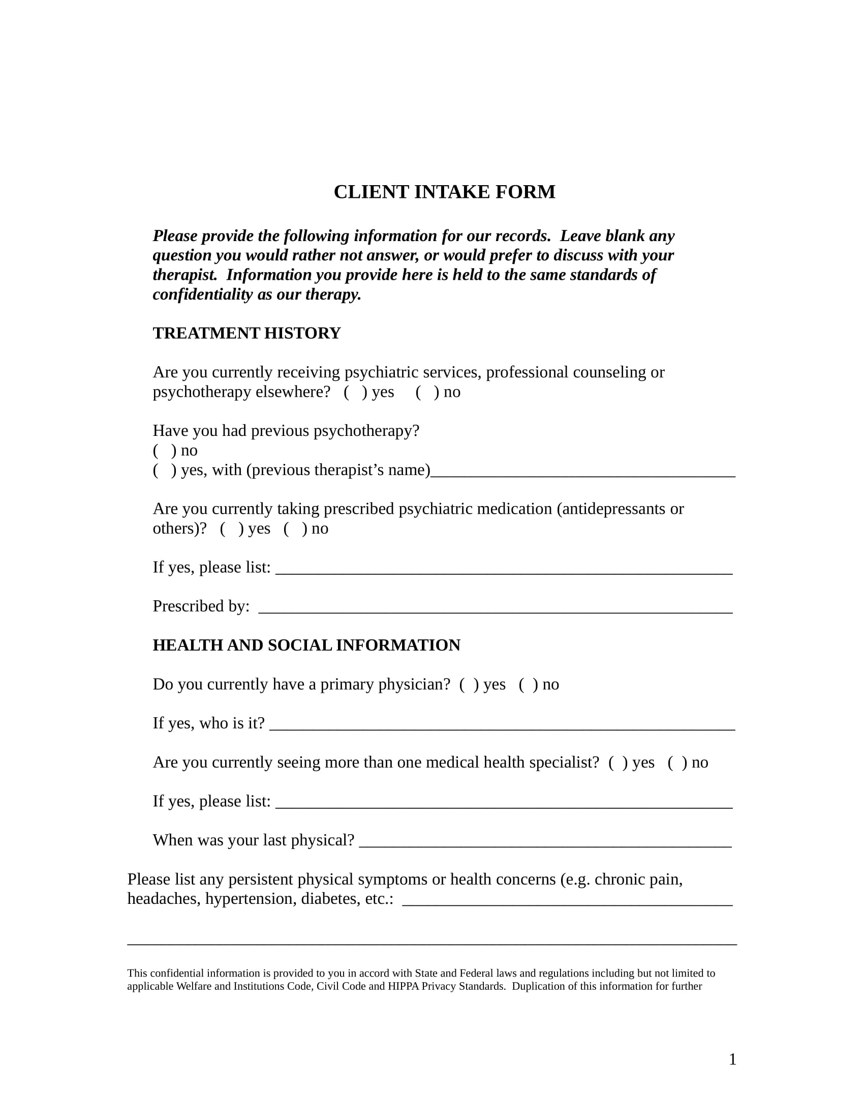 mental health client intake form in doc 1