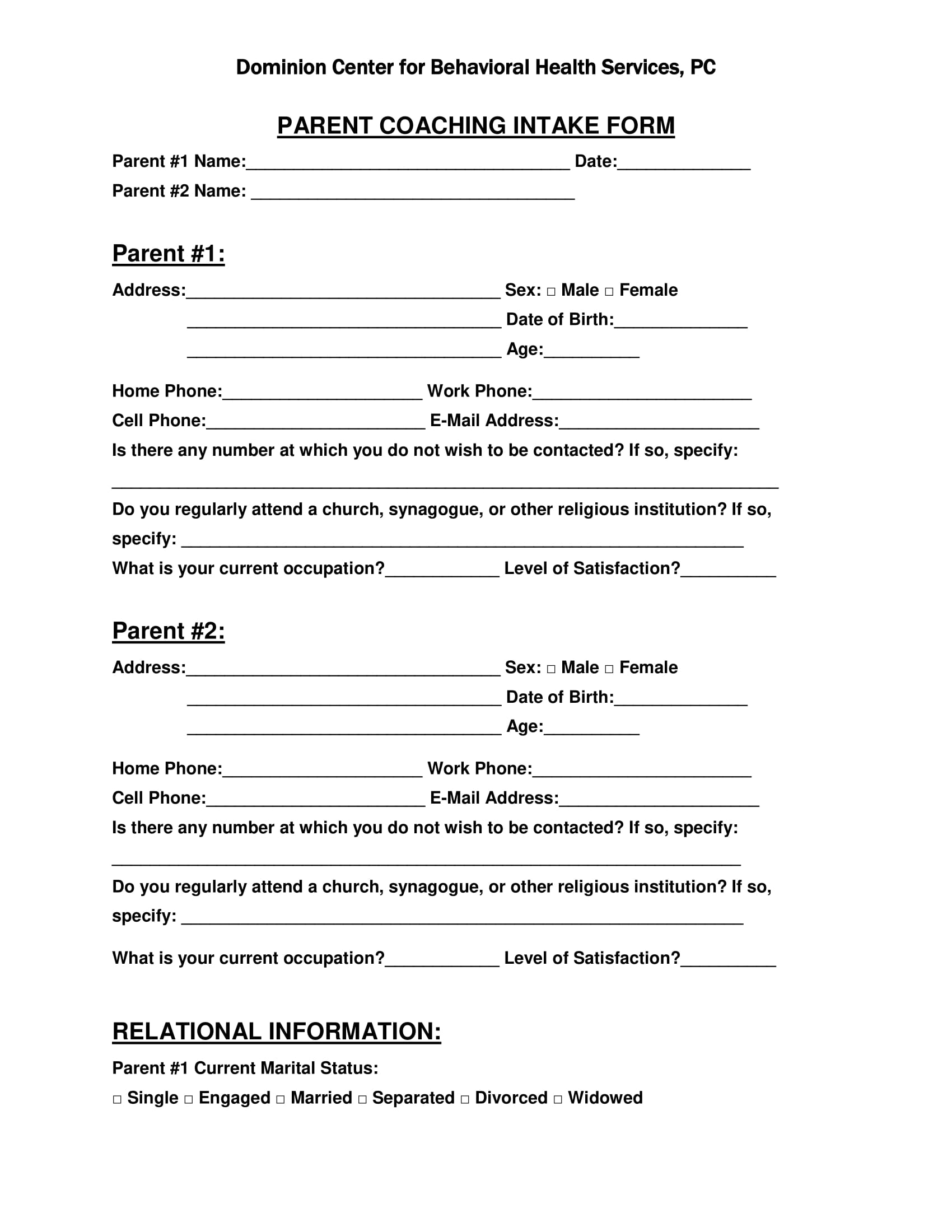 Printable Coaching Form Template