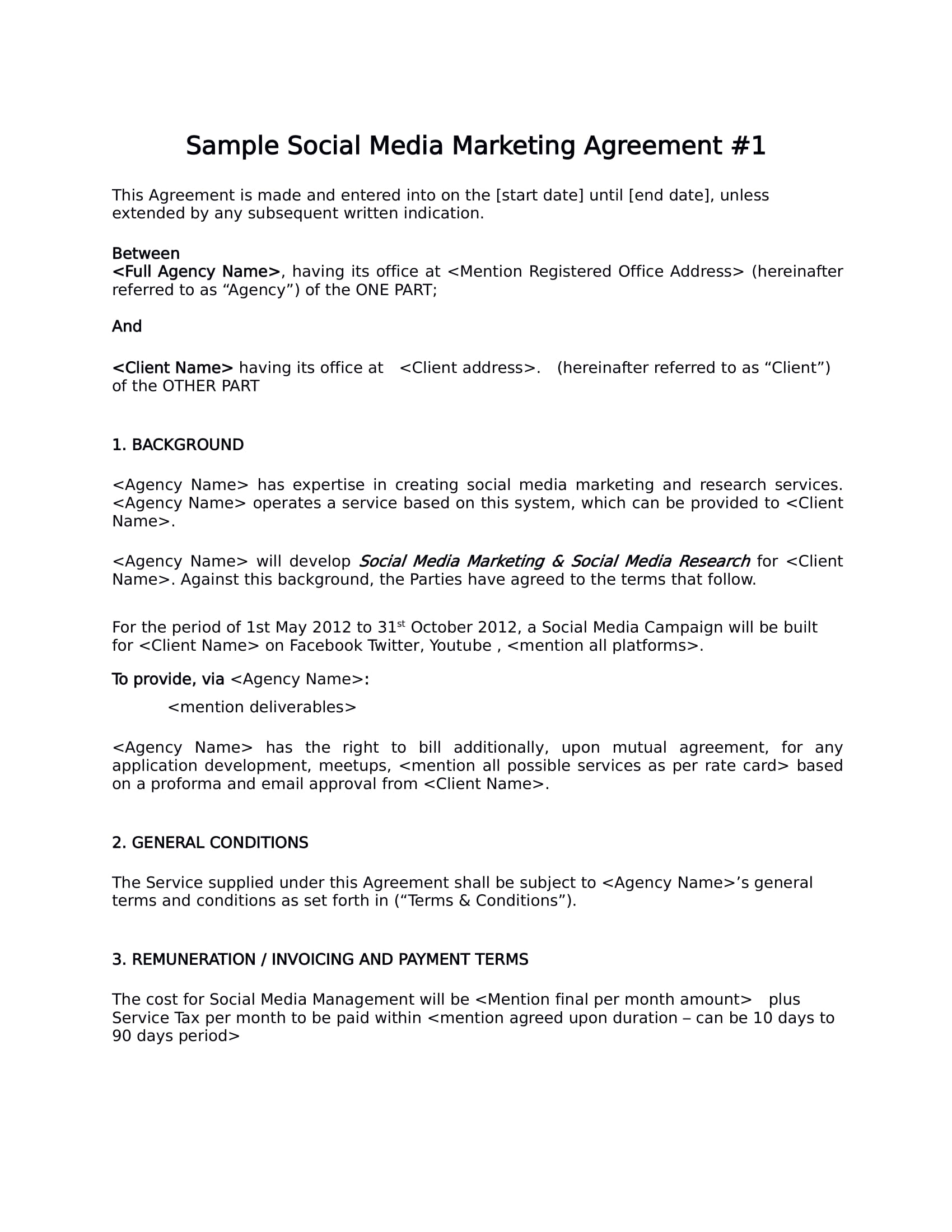 restaurant business marketing agreement form 01