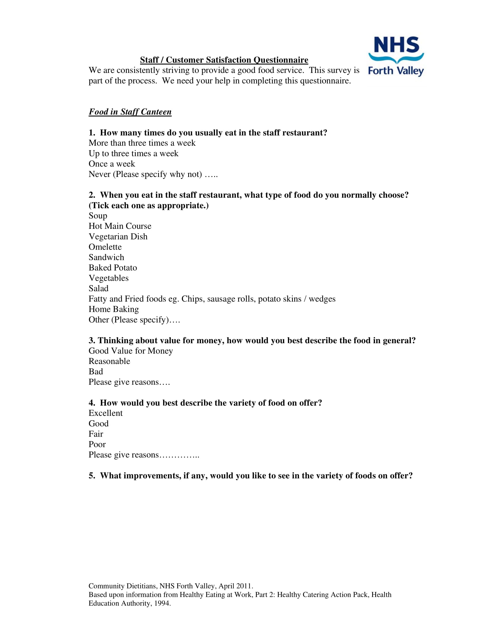 restaurant customer satisfaction survey form 1