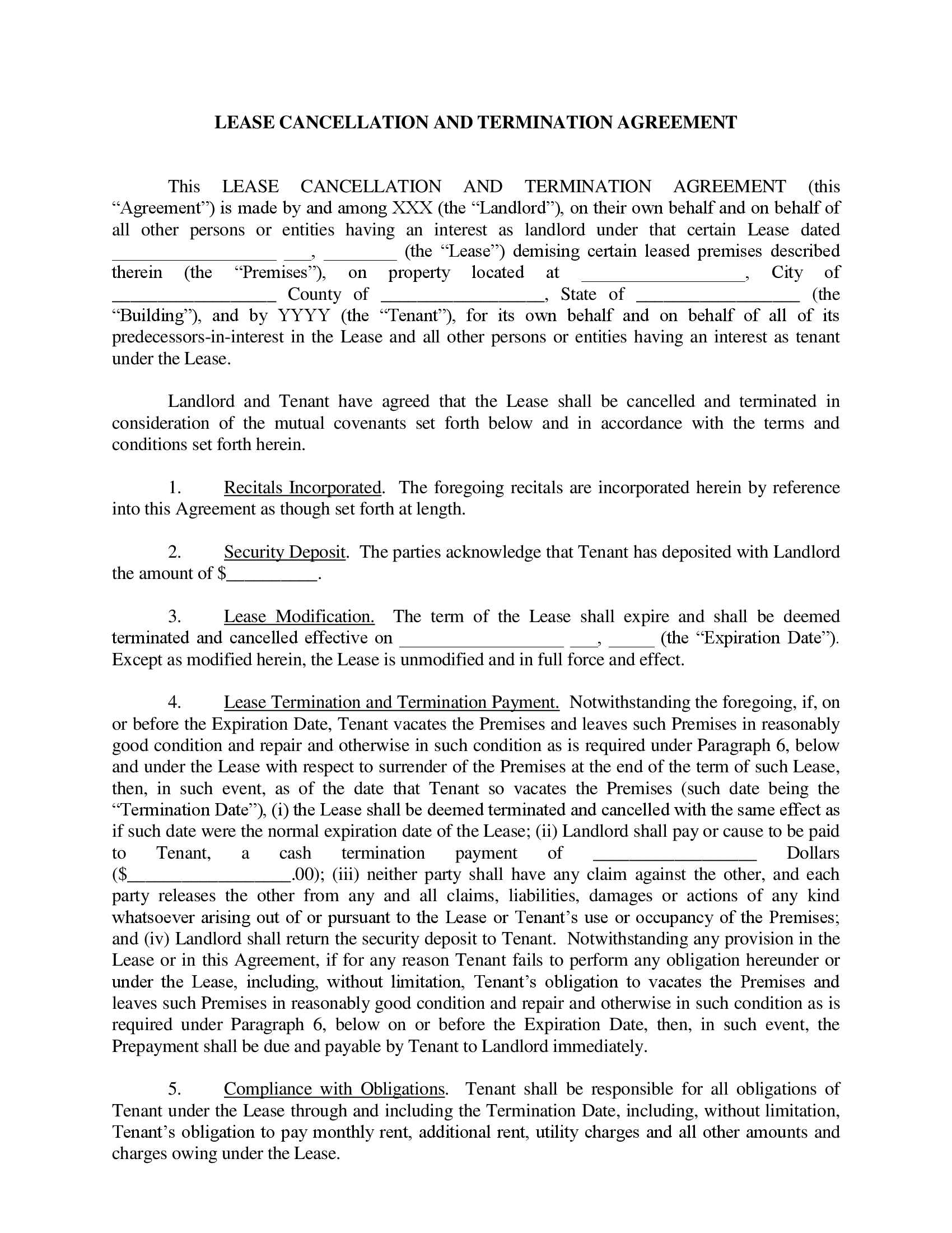 restaurant lease termination agreement 1