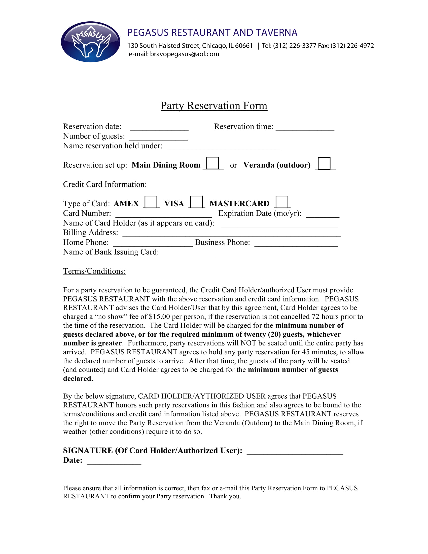 restaurant party reservation form 1