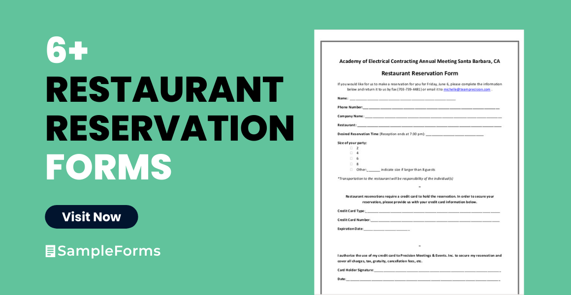 restaurant reservation forms
