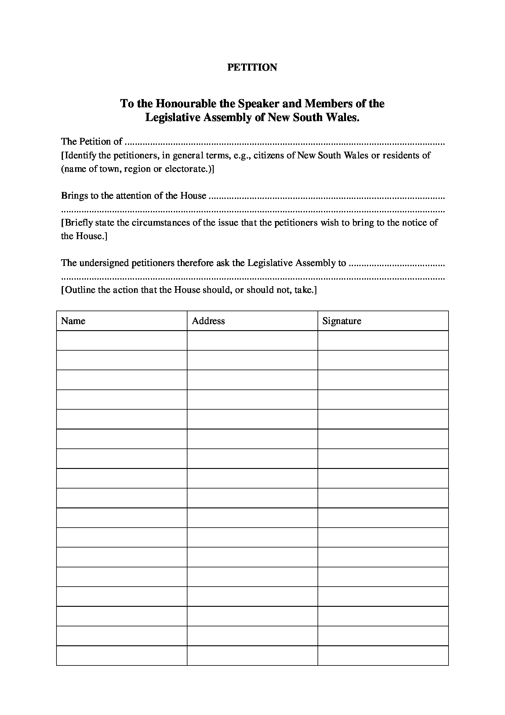 sample legal petition form 1