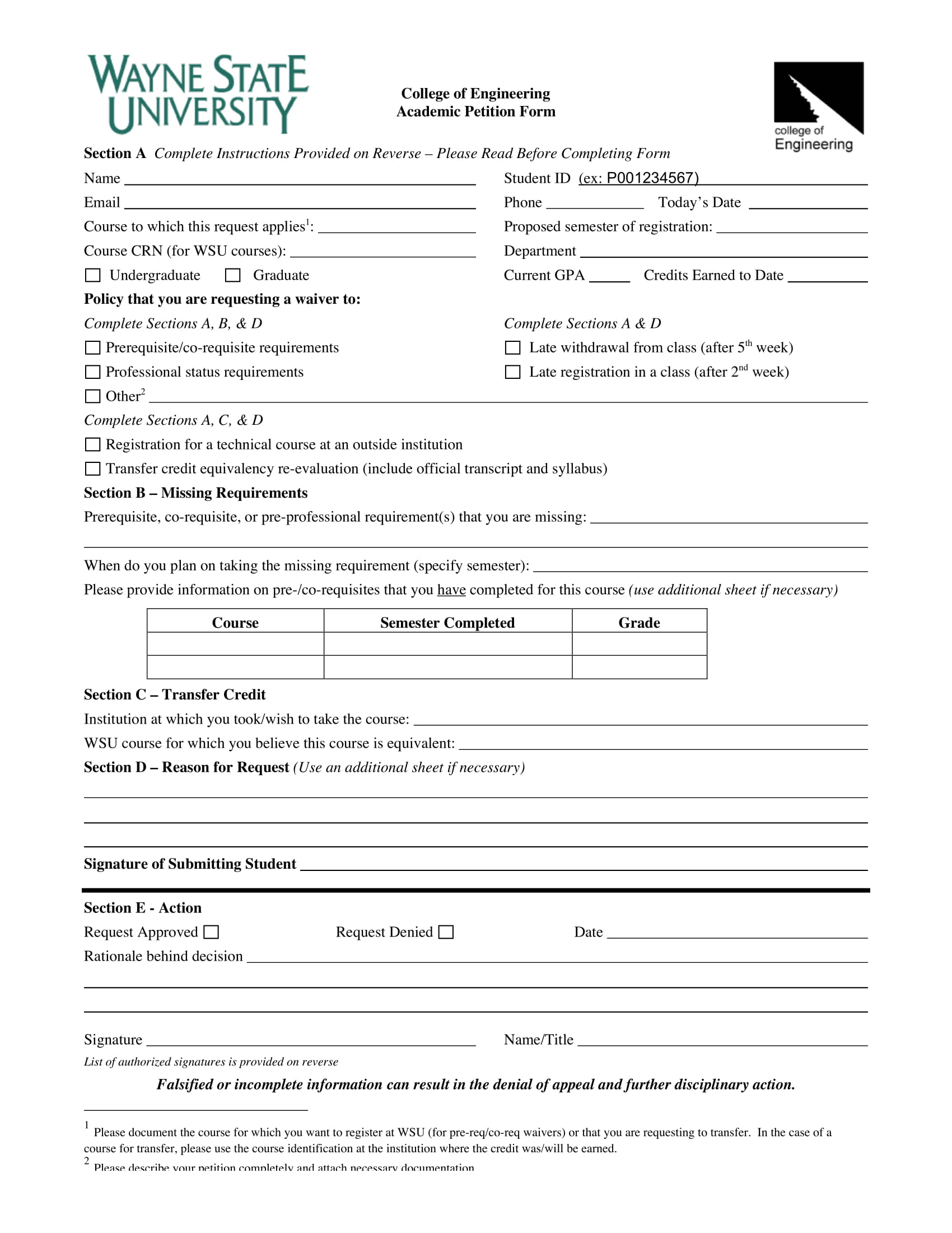 sample for academic petition form 1