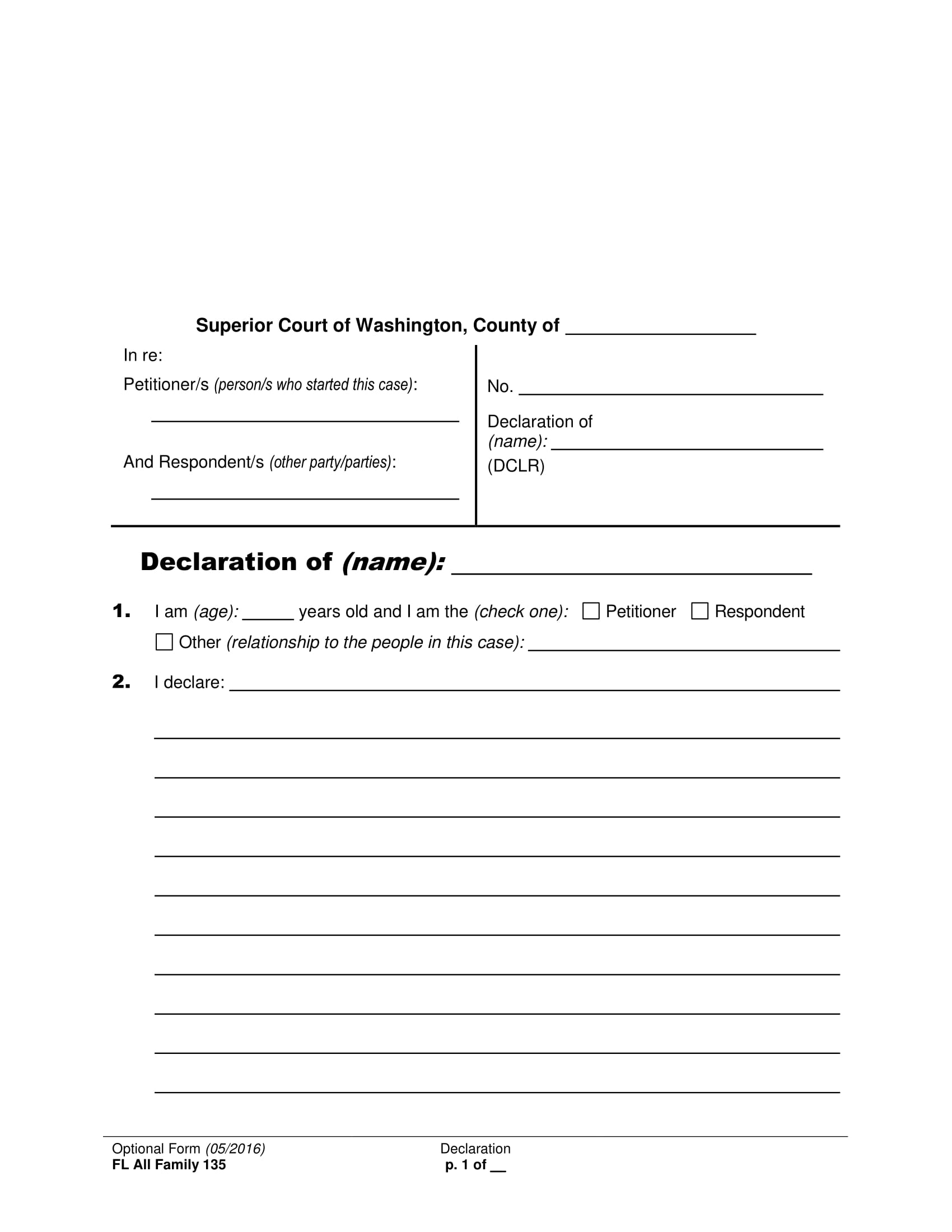 sample for legal declaration form 1